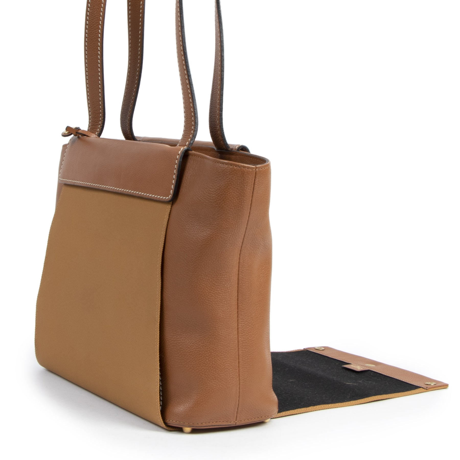 Authentic second-hand vintage Delvaux Cognac Illusion Handbag buy online webshop LabelLOV