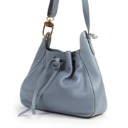 Authentique seconde-main vintage Delvaux Blue Leather Drawstring Tote achète en ligne webshop LabelLOV