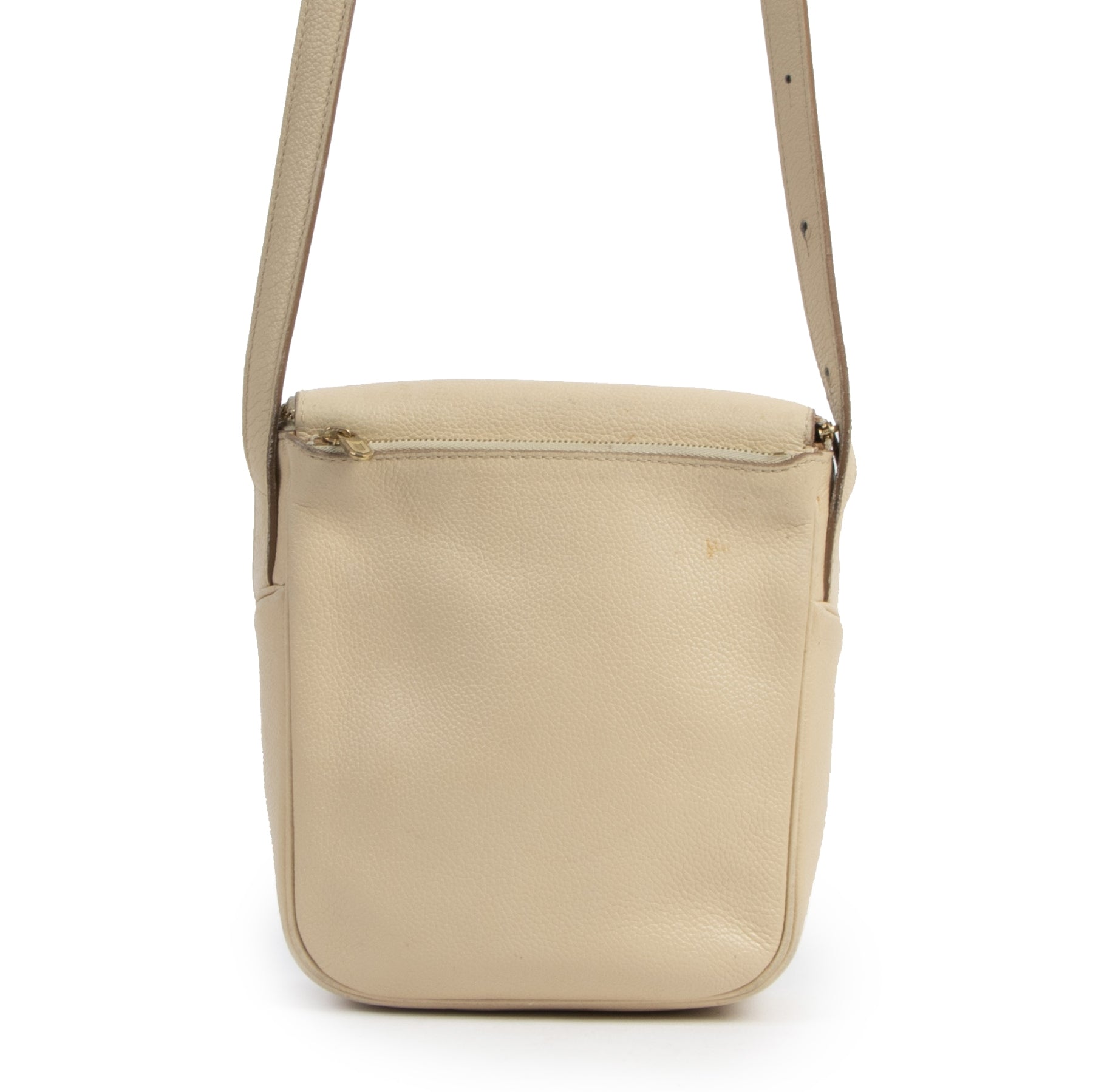Authentieke tweedehands vintage Delvaux Macao Cream Leather Crossbody Bag koop online webshop LabelLOV