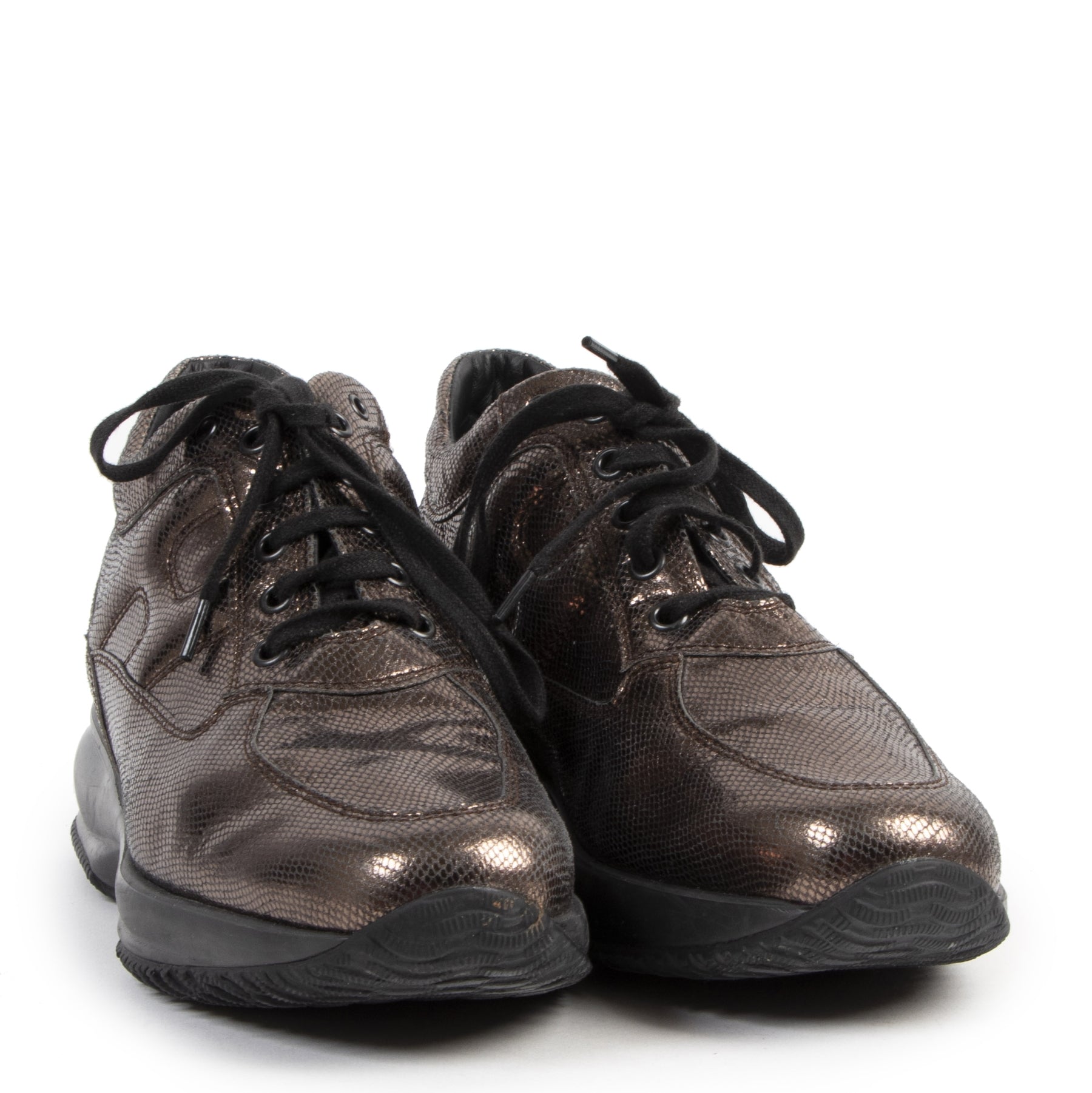 Authentique seconde-main vintage Hogan Metallic Snake-effect Interactive Sneakers - Size 40 achète en ligne webshop LabelLOV