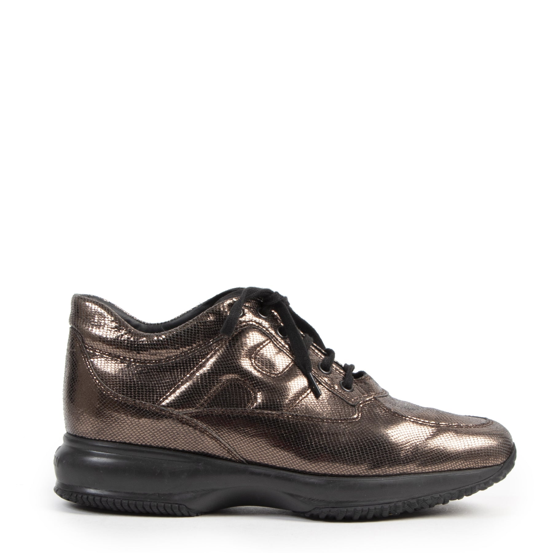 Authentic second-hand vintage Hogan Metallic Snake-effect Interactive Sneakers - Size 40 buy online webshop LabelLOV