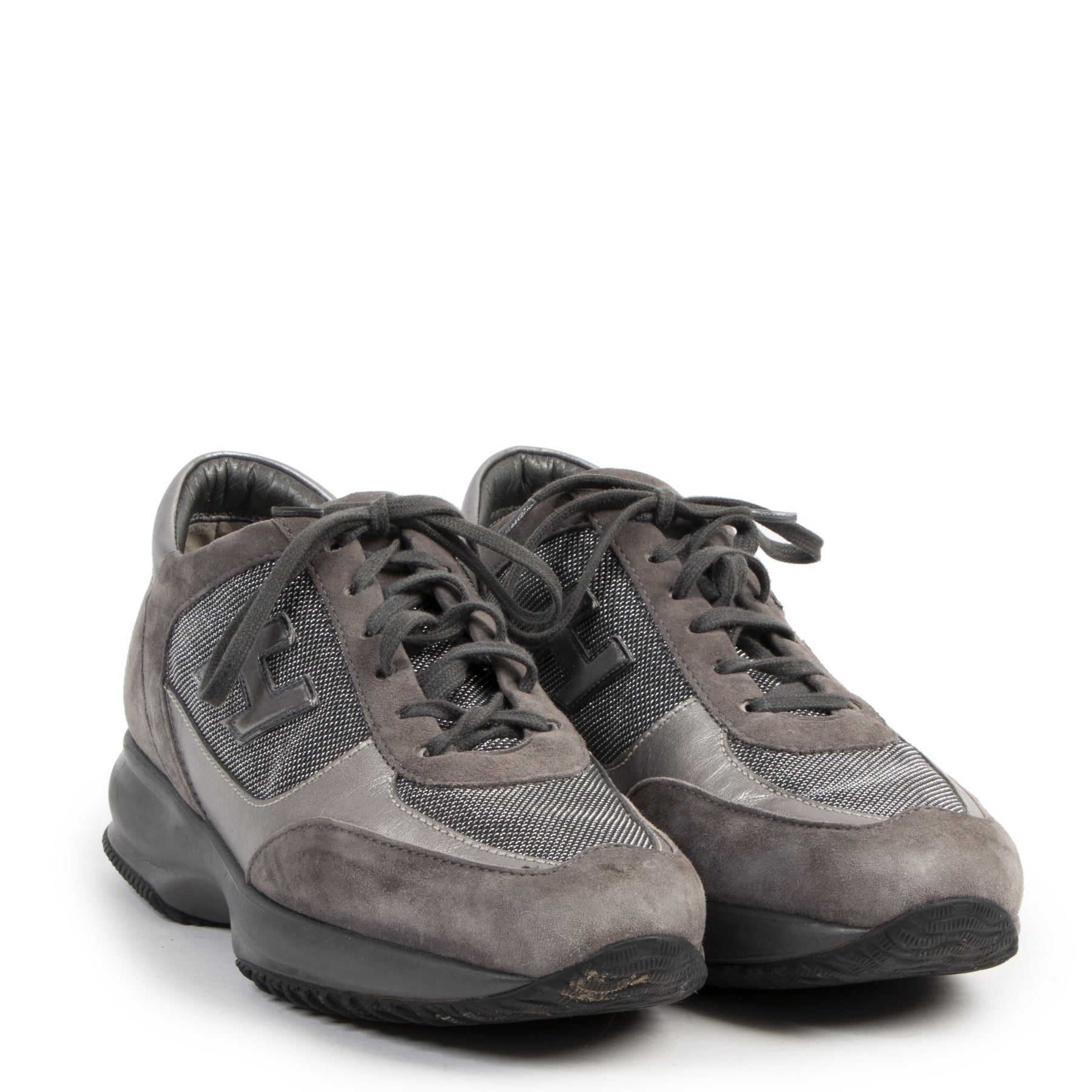 Authentique seconde-main vintage Hogan Grey Suede Interactive Platform Sneaker - Size 39,5 achète en ligne webshop LabelLOV