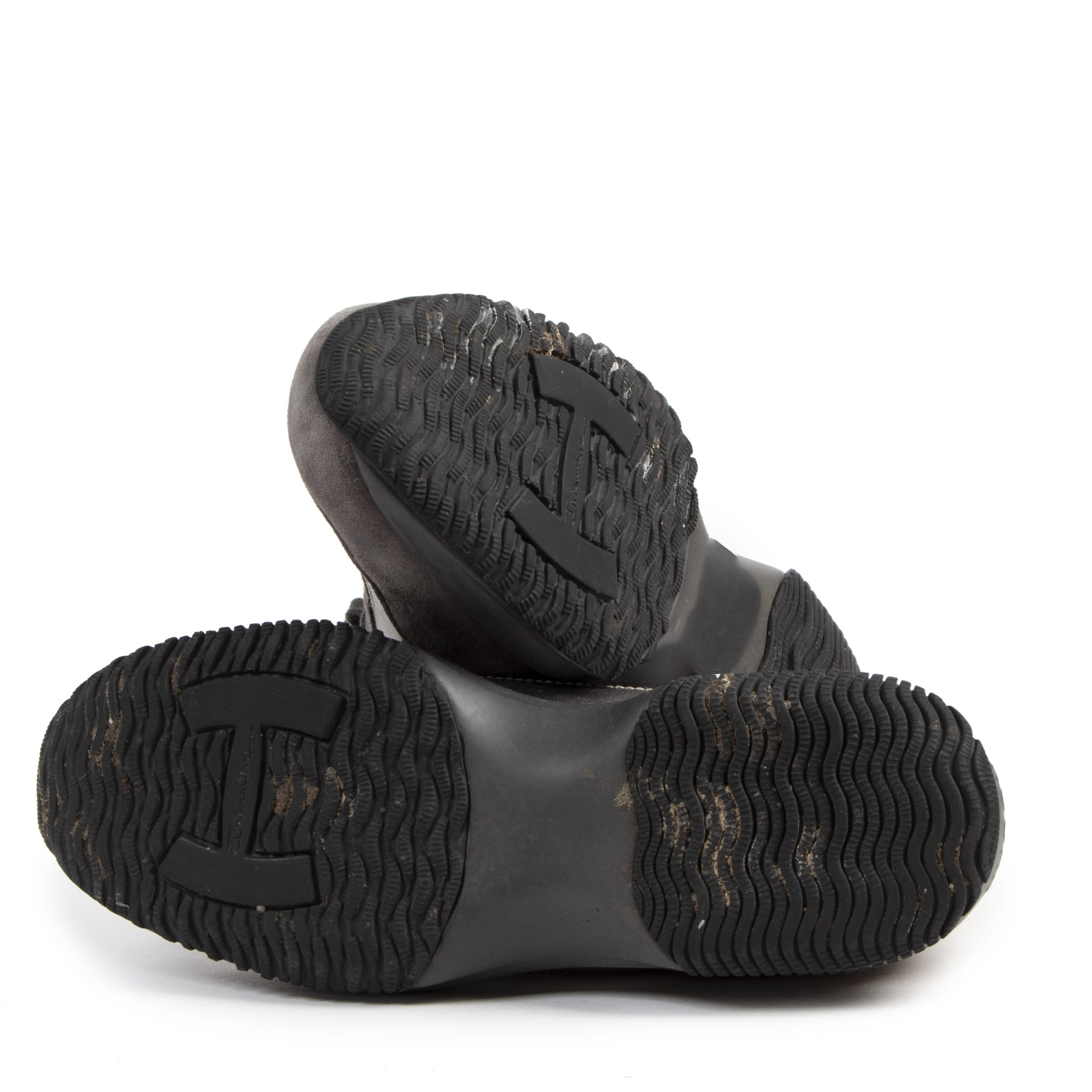Authentieke tweedehands vintage Hogan Grey Suede Interactive Platform Sneaker - Size 39,5 koop online webshop LabelLOV