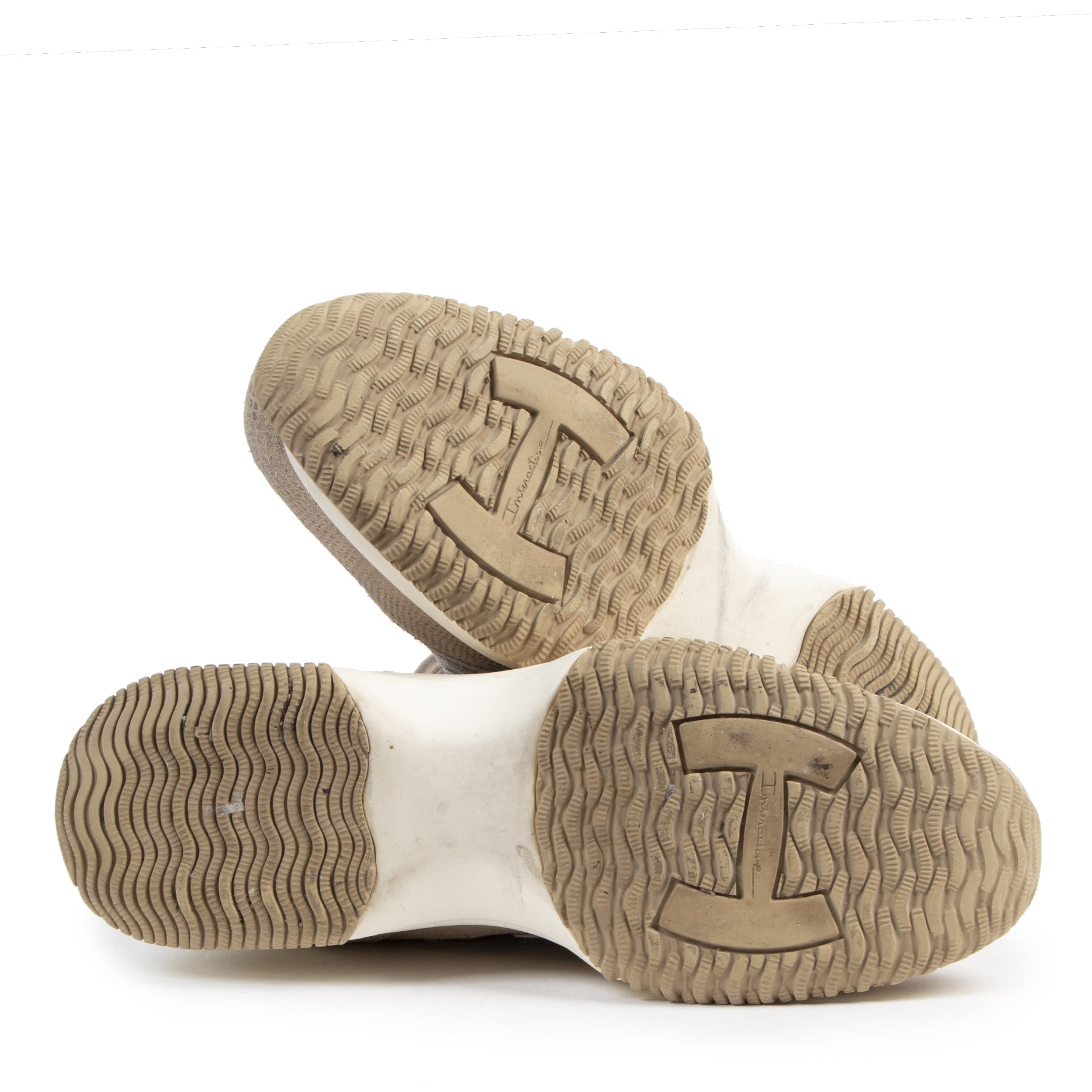 Authentieke tweedehands vintage Hogan Glitter Beige Suede Sneakers - Size 39,5 koop online webshop LabelLOV
