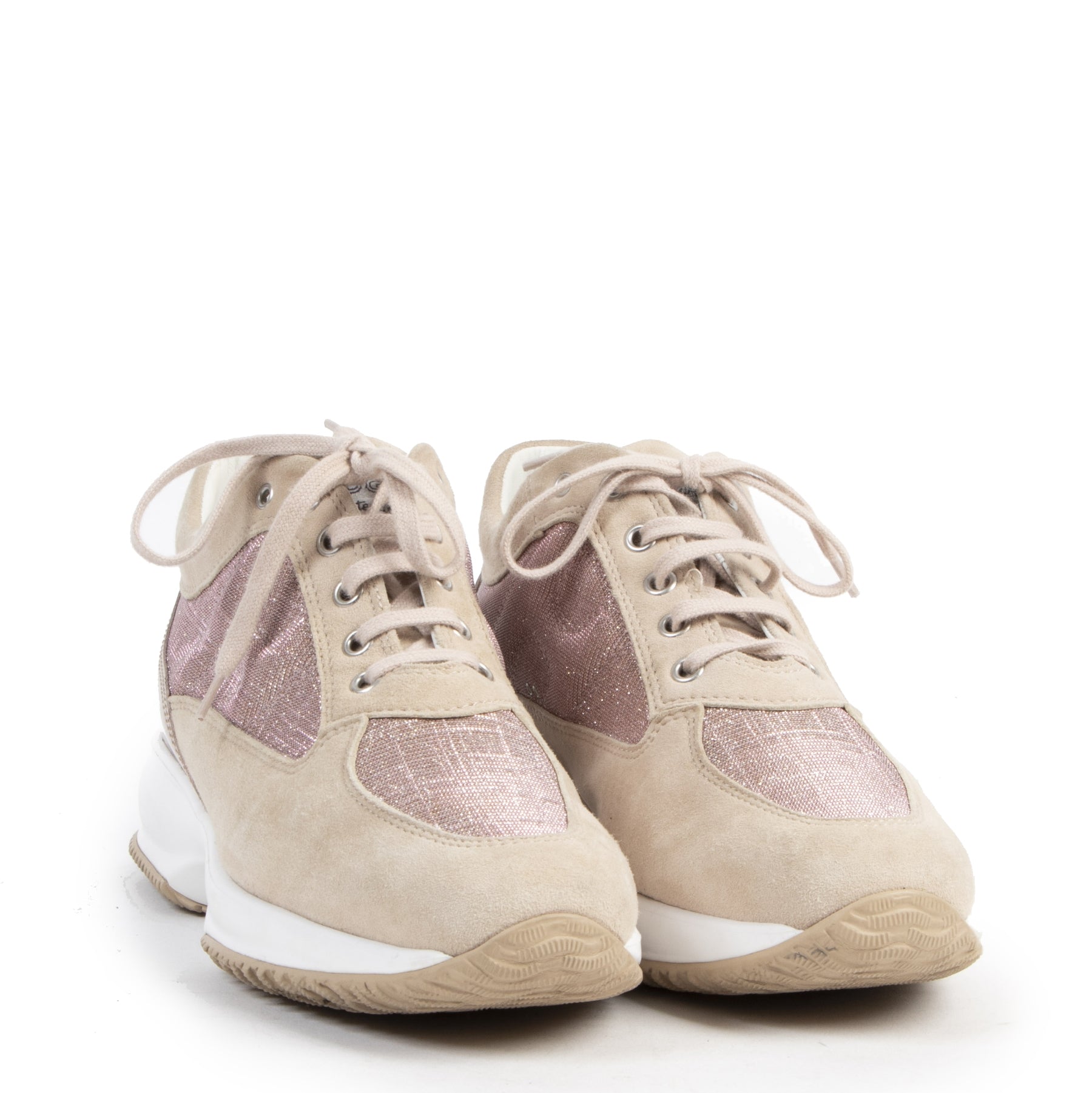 Authentieke tweedehands vintage Hogan Suede Pink Interactive Sneakers - Size 39,5 koop online webshop labelLOV