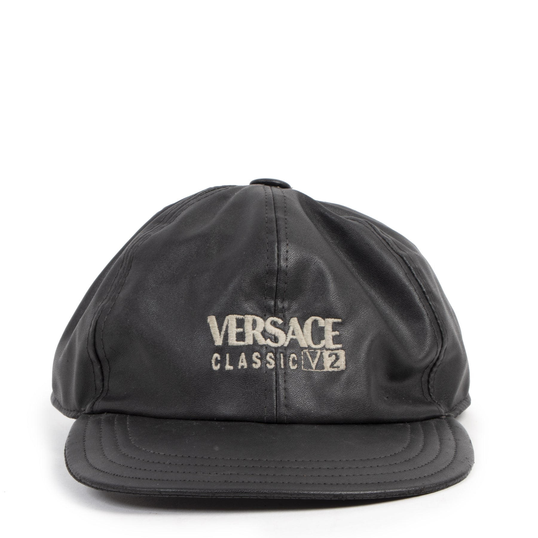 Versace Black Leather Cap for the best price at Labellov secondhand luxury