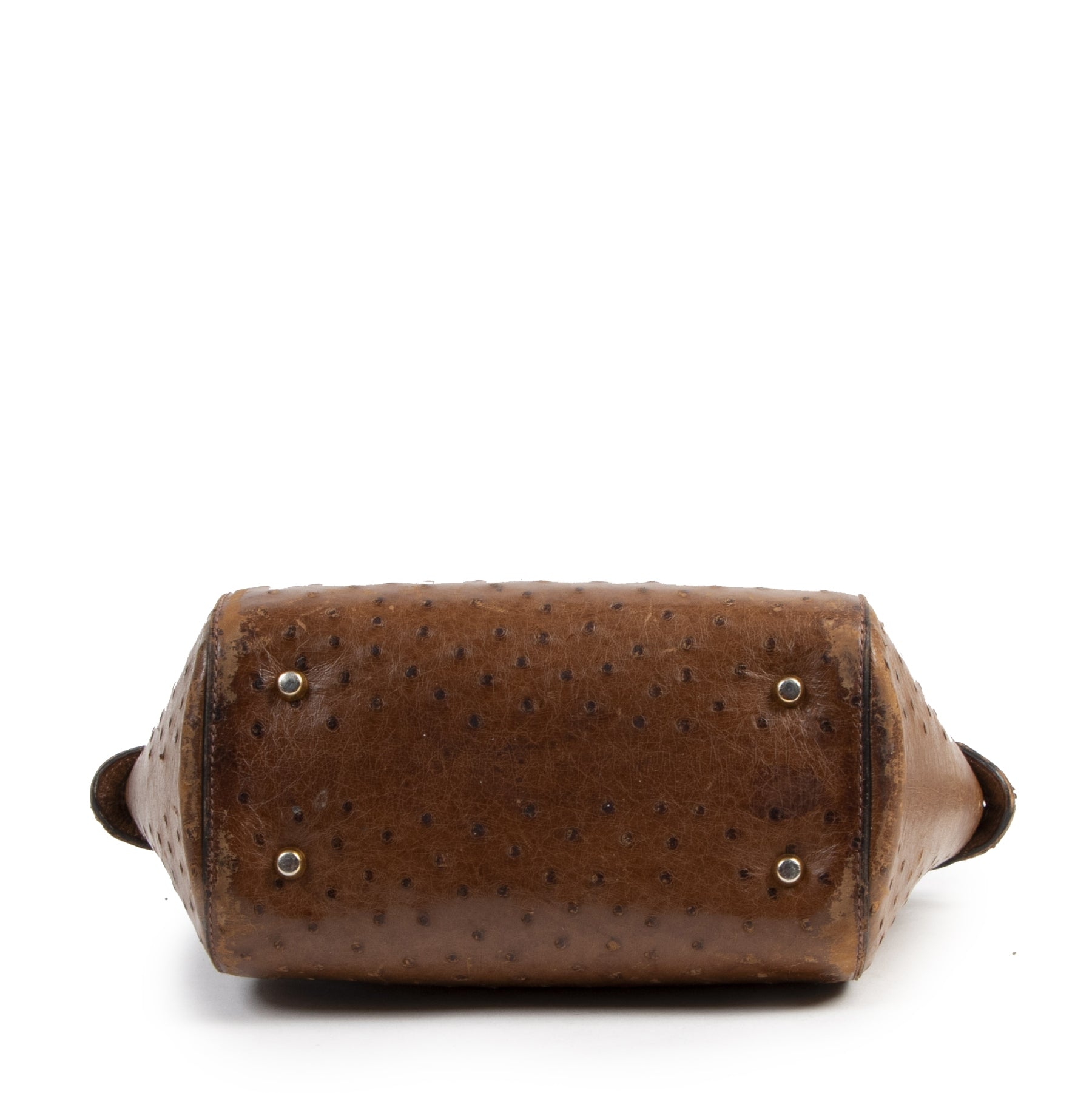 Delvaux Brown Ostrich Leather Bag for sale at Labellov