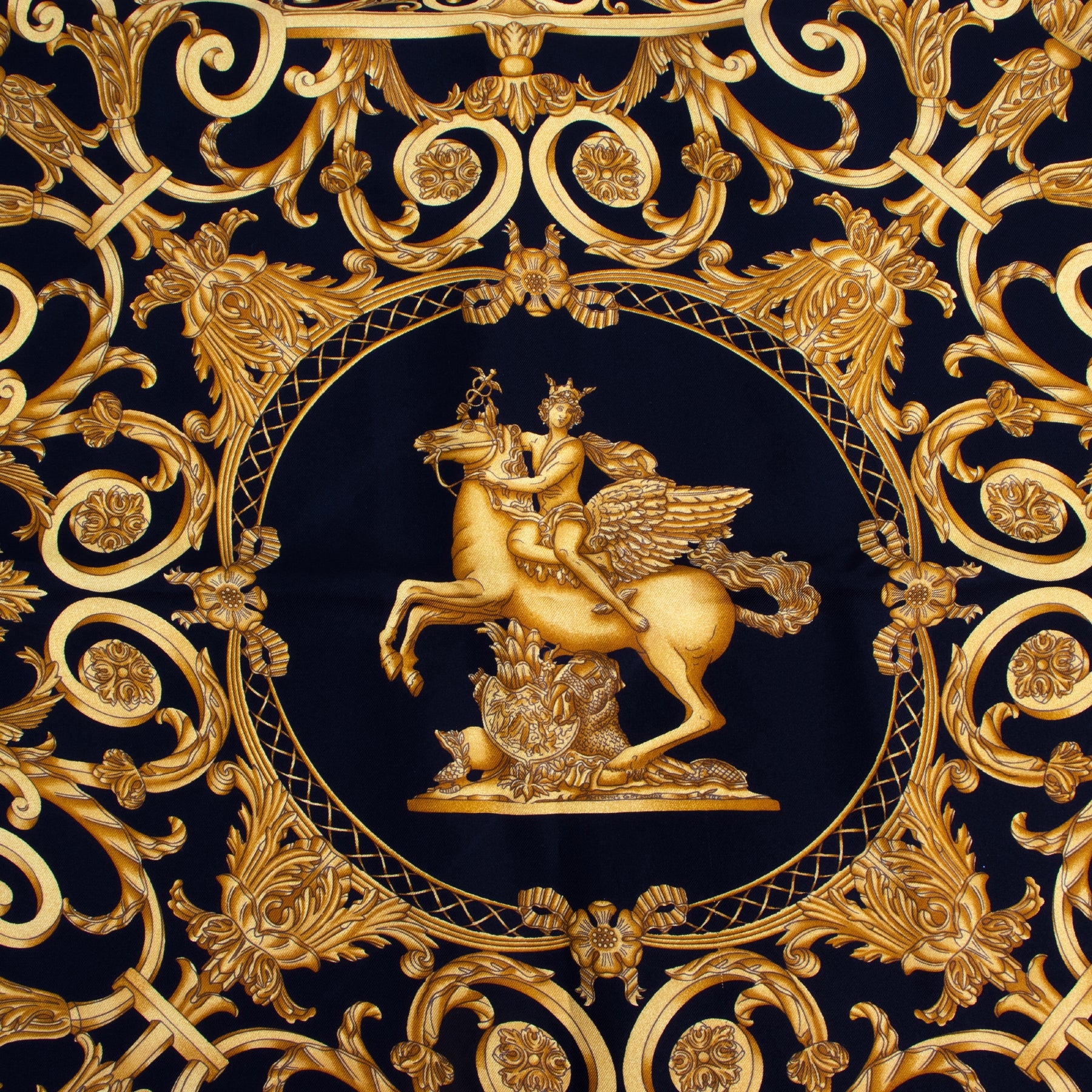 Hermes Black Yellow J. Metz Les Tuileries Carré Scarf