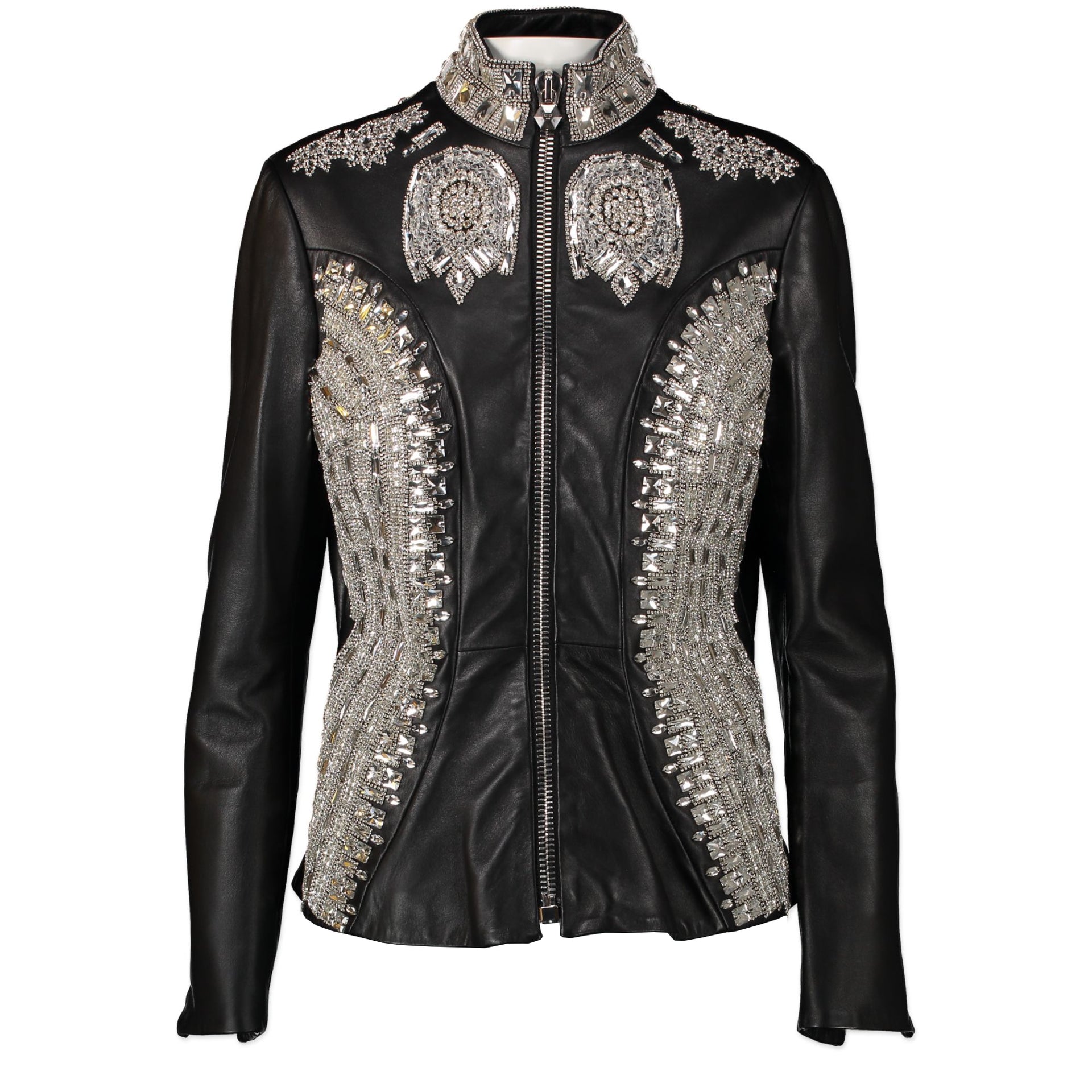 Authentic second-hand vintage Phillipe Plein Black Leather Vogue Jacket Limited Edition - Size M buy online webshop LabelLOV