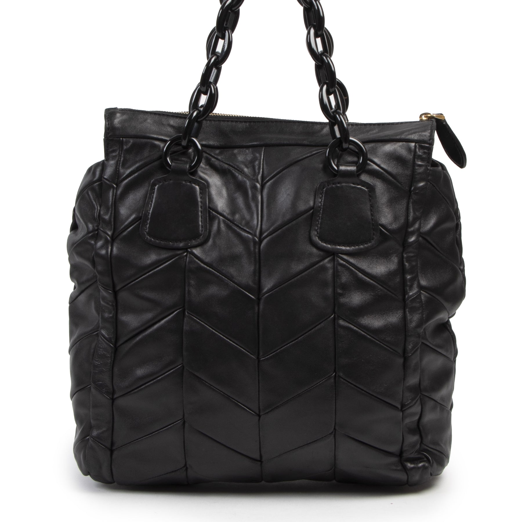 Authentique seconde-main vintage Miu Miu Black Leather Top Handle Bag achète en ligne webshop LabelLOV
