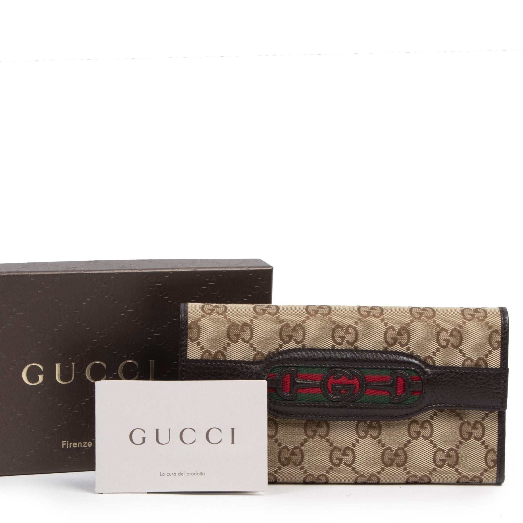 Authentic second-hand vintage Gucci Brown Monogram Canvas Wallet buy online webshop LabelLOV