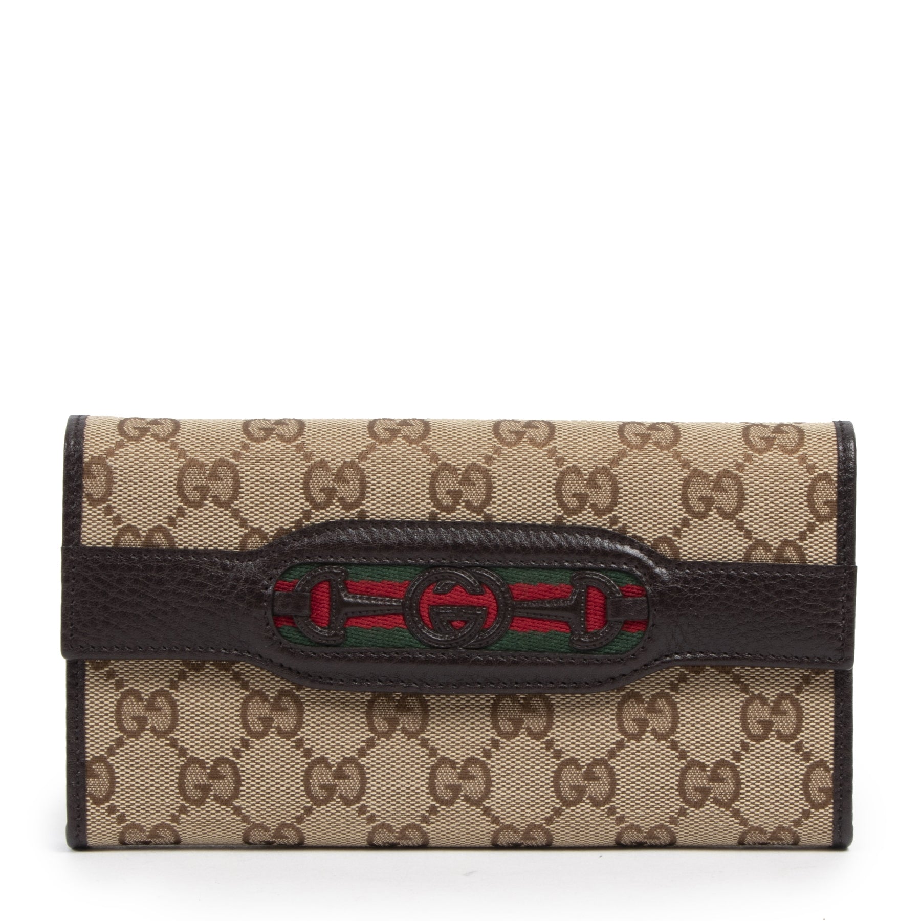 Authentic second-hand vintage Gucci Brown Monogram Canvas Wallet buy online webshop LabelLOV