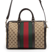 Authentique seconde-main vintage Gucci Original GG Vintage Web Boston Bag achète en ligne webshop LabelLOV