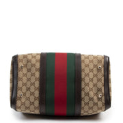 Authentieke tweedehands vintage Gucci Original GG Vintage Web Boston Bag koop online webshop LabelLOV