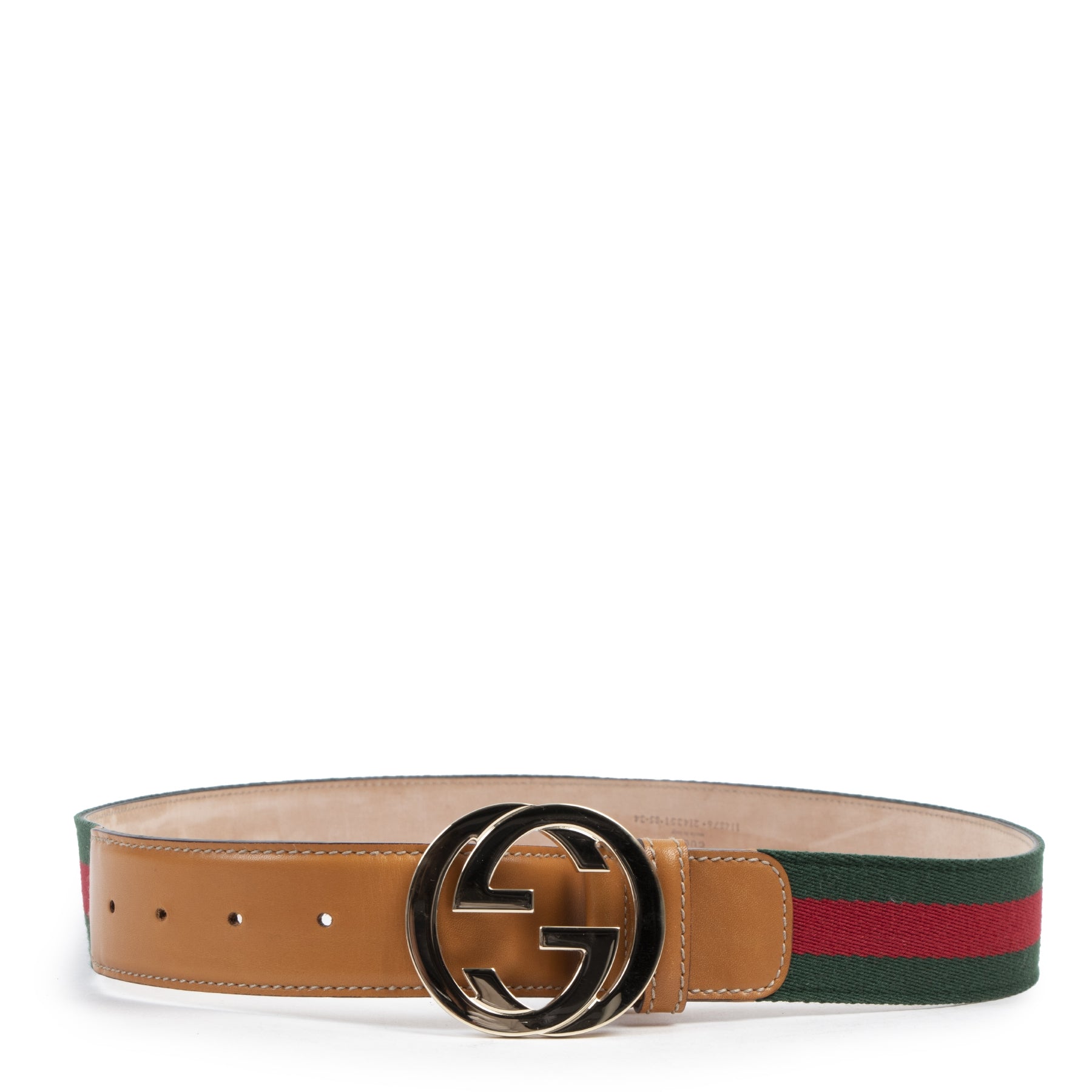 Authentic second-hand vintage Gucci Web G Buckle Belt - Size 85 buy online webshop LabelLOV
