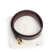 Authentieke tweedehands vintage Cartier Burgundy Crocodile Les Must de Belt - Size 81cm - 89cm koop online webshop LabelLOV