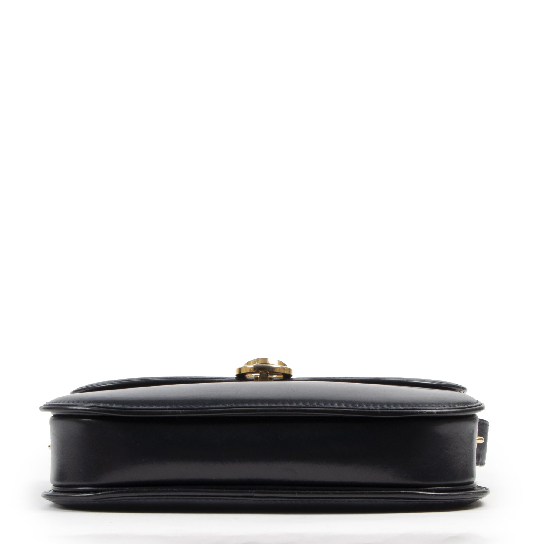 Authentique seconde-main vintage Gucci Dark Blue Leather G Clasp Shoulder Bag achète en ligne webshop LabelLOV