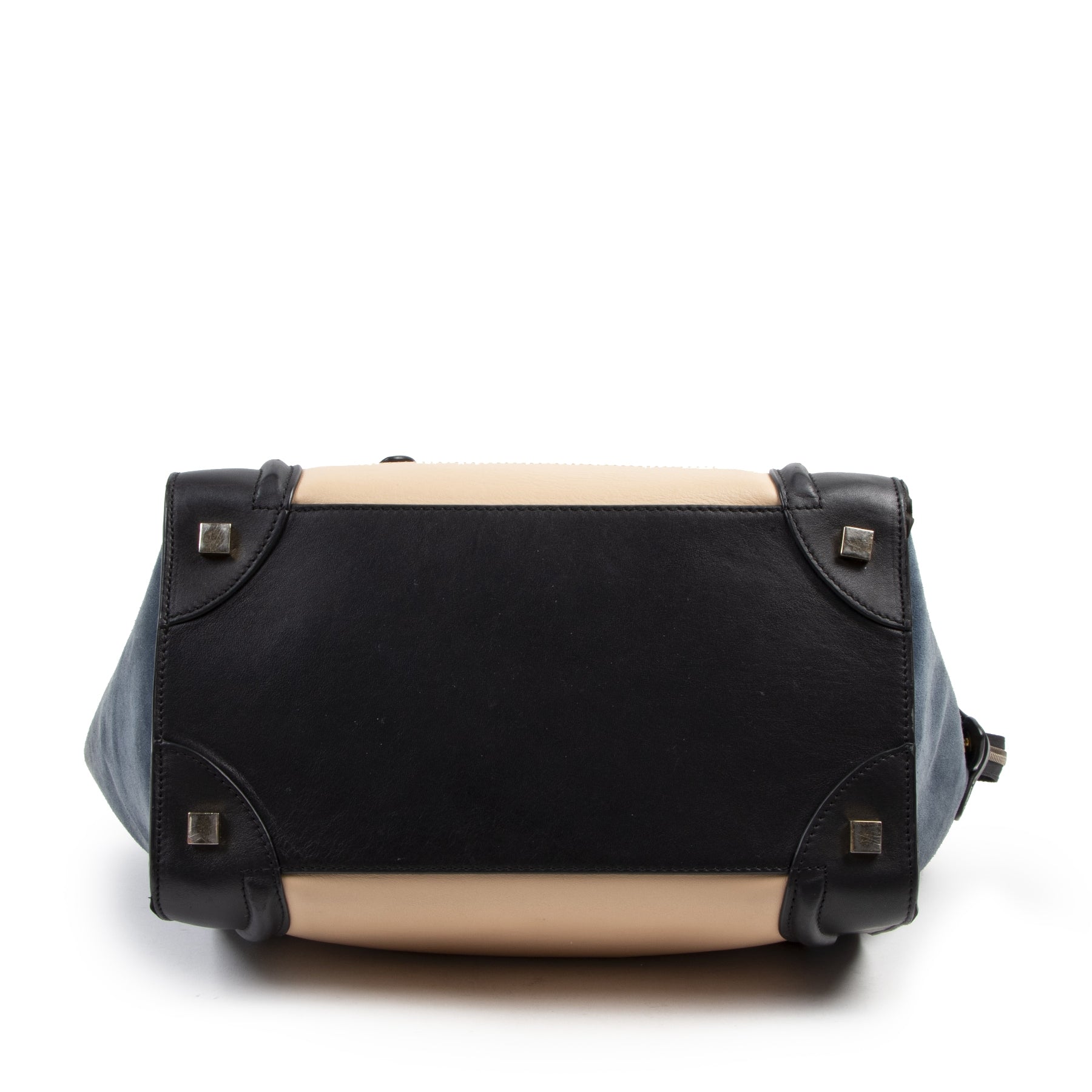 Authentic second-hand vintage Céline Tri-Color Leather Mini Luggage Tote Bag buy online webshop LabelLOV