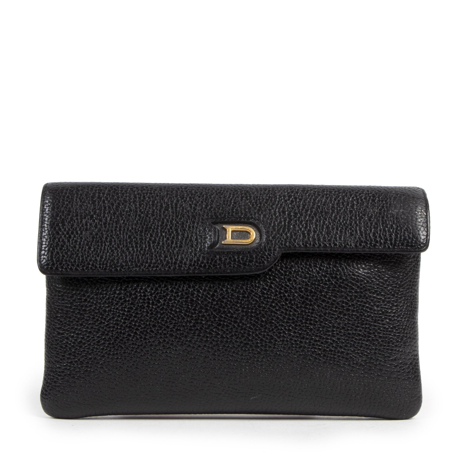 Authentic second-hand vintage Delvaux Black Leather Pochette buy online webshop LabelLOV