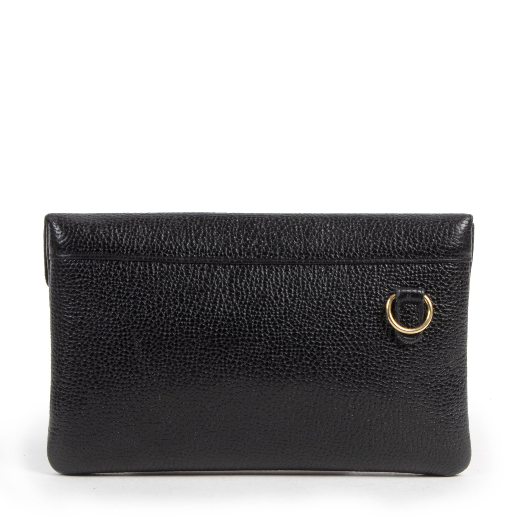 Authentieke tweedehands vintage Delvaux Black Leather Pochette koop online webshop LabelLOV