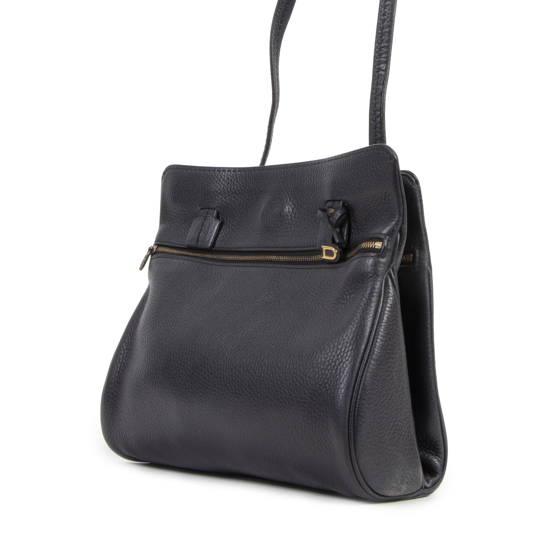 Authentic second-hand vintage Delvaux Blue Leather Shoulder Bag buy online webshop LabelLOV