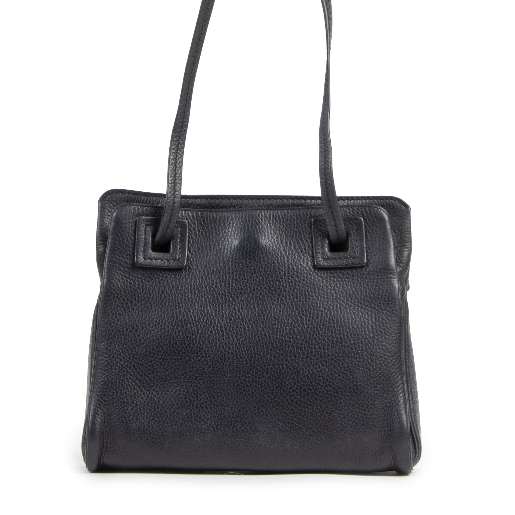 Authentieke tweedehands vintage Delvaux Blue Leather Shoulder Bag koop online webshop LabelLOV