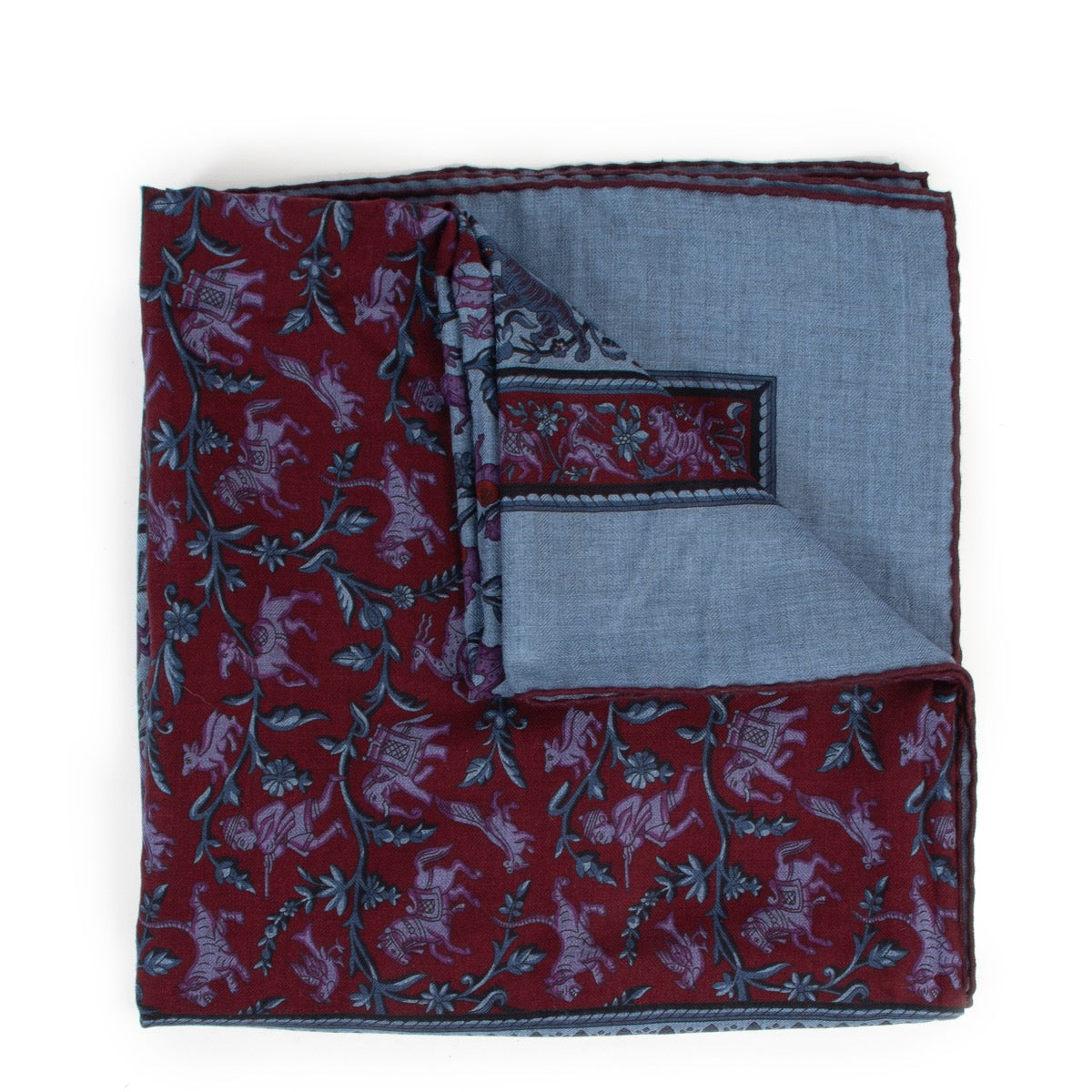 Shop online authentic Hermès Blue Chasse En Inde Scarf at Labellov.com.