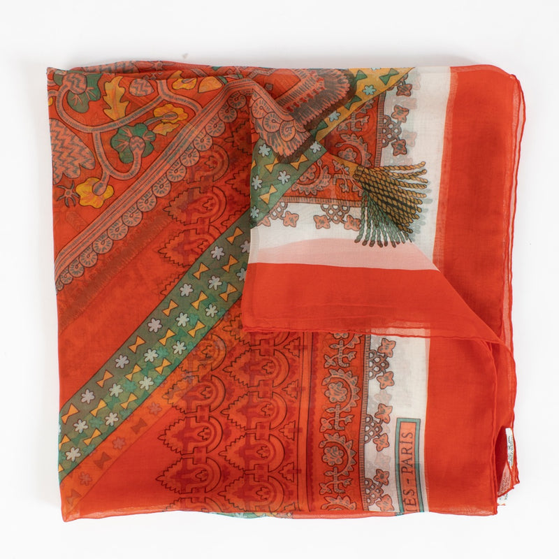 Hermès Brins d'Or Silk Mousseline 140 Shawl
