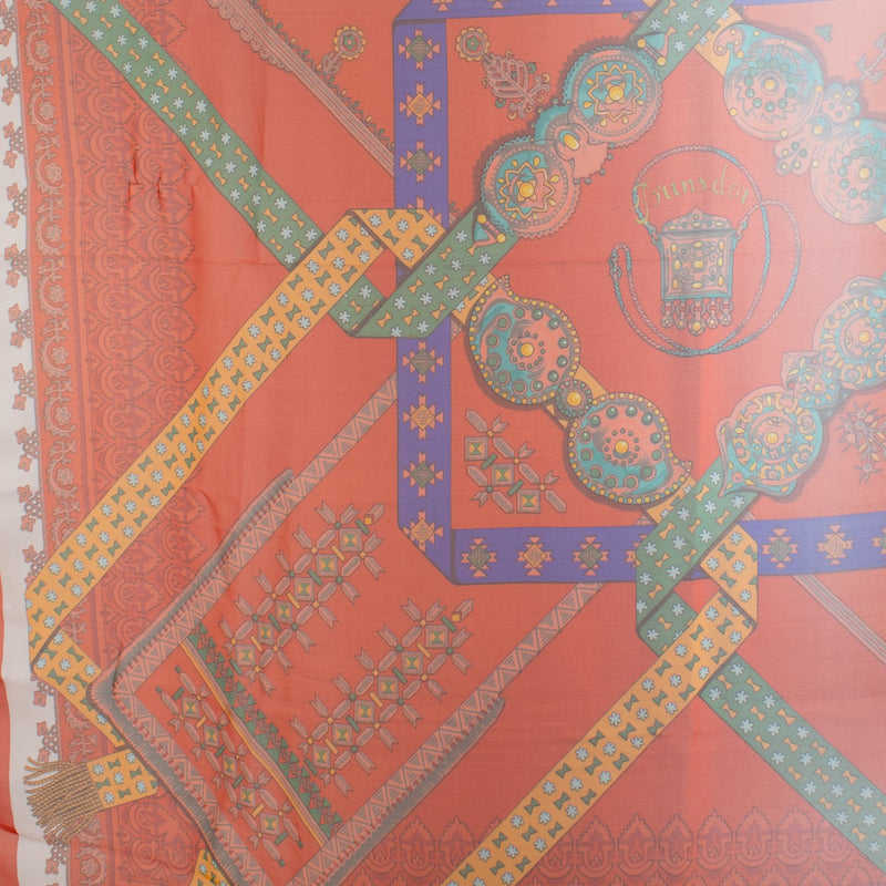 Carré Hermès Mousseline de soie Brins d'Or 140