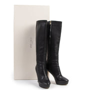Authentic secondhand Jimmy Choo Black Leather High Boots - Size 37 designer shoes luxury vintage webshop safe secure online shopping