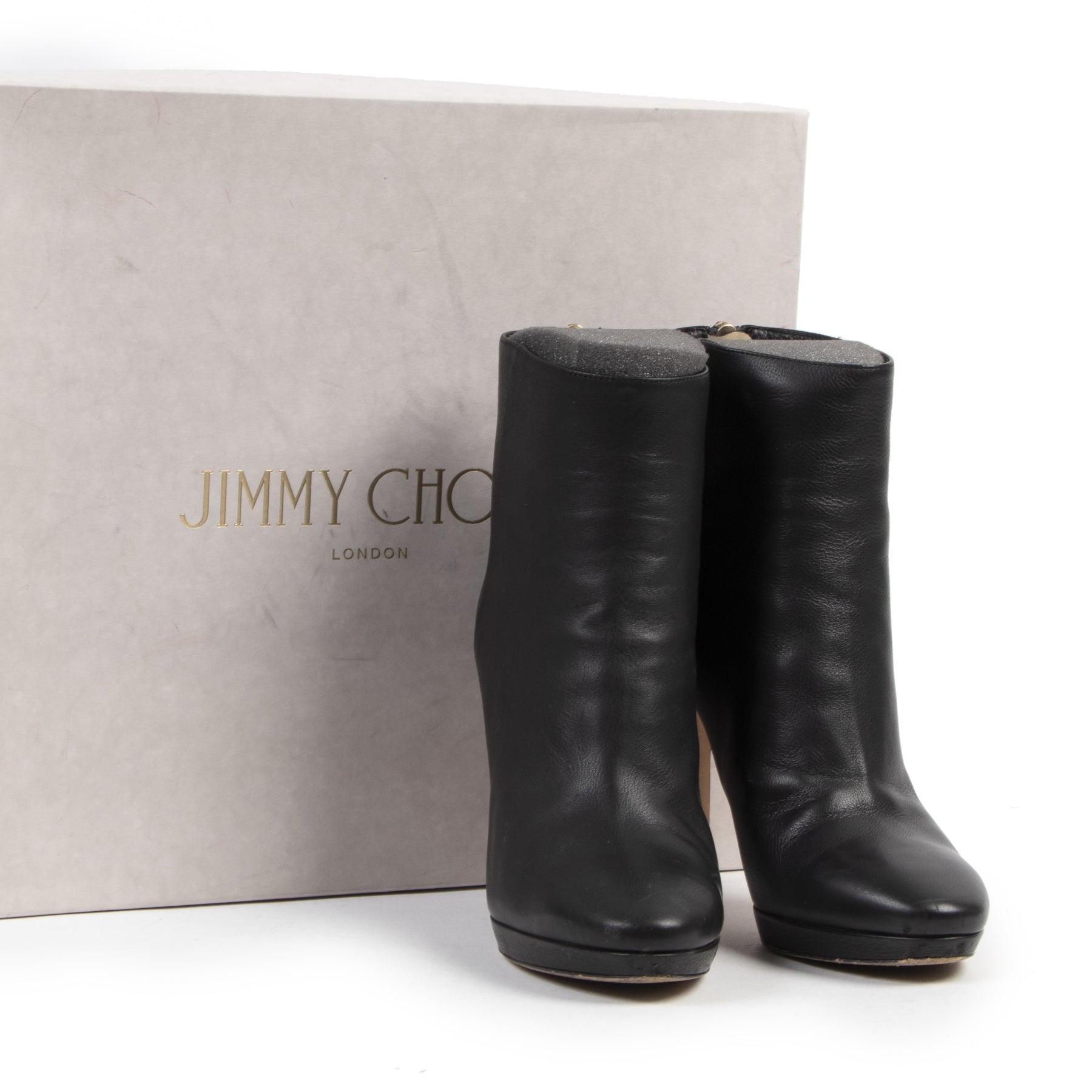 Authentic secondhand Jimmy Choo Harvey 100 Black Leather Ankle Boots - Size 36,5 designer shoes fashion luxury vintage webshop