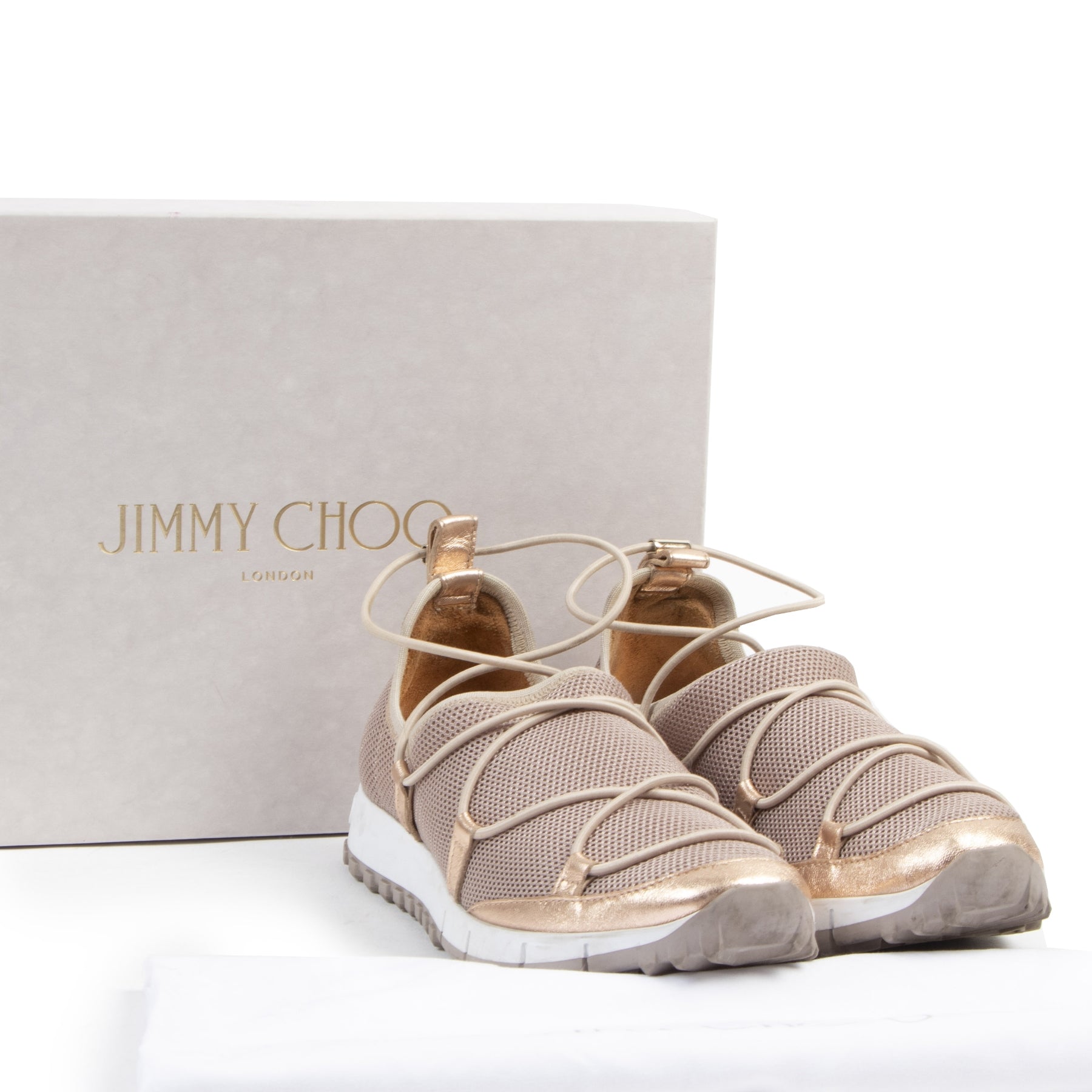 Authentic secondhand Jimmy Choo Nude Slip-On Sneaker - Size 36 designer sneakers fashion luxury vintage webshop