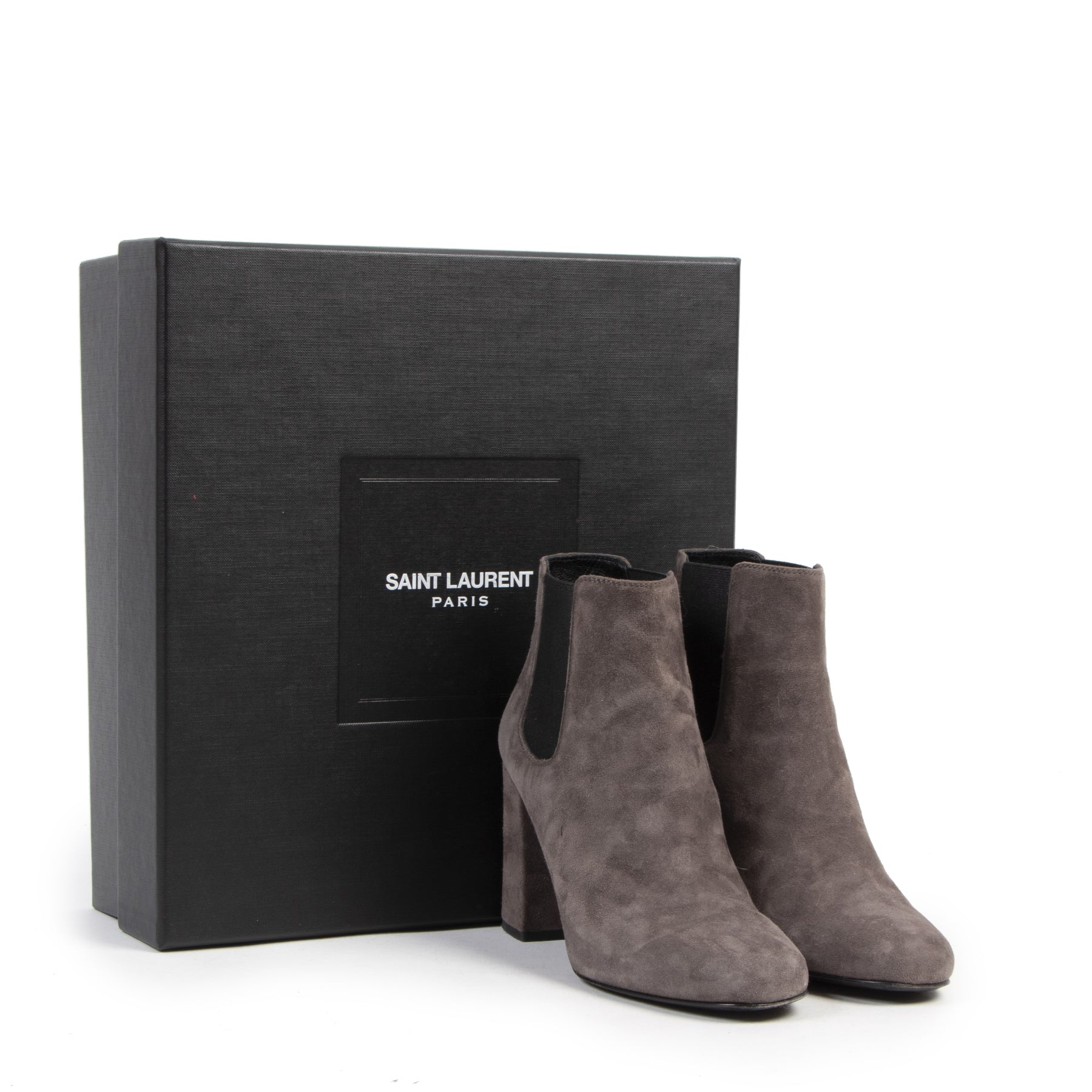 Authentic secondhand Saint Laurent Grey Suede Ankle Boots - Size 35,5 designer shoes fashion luxury vintage webshop