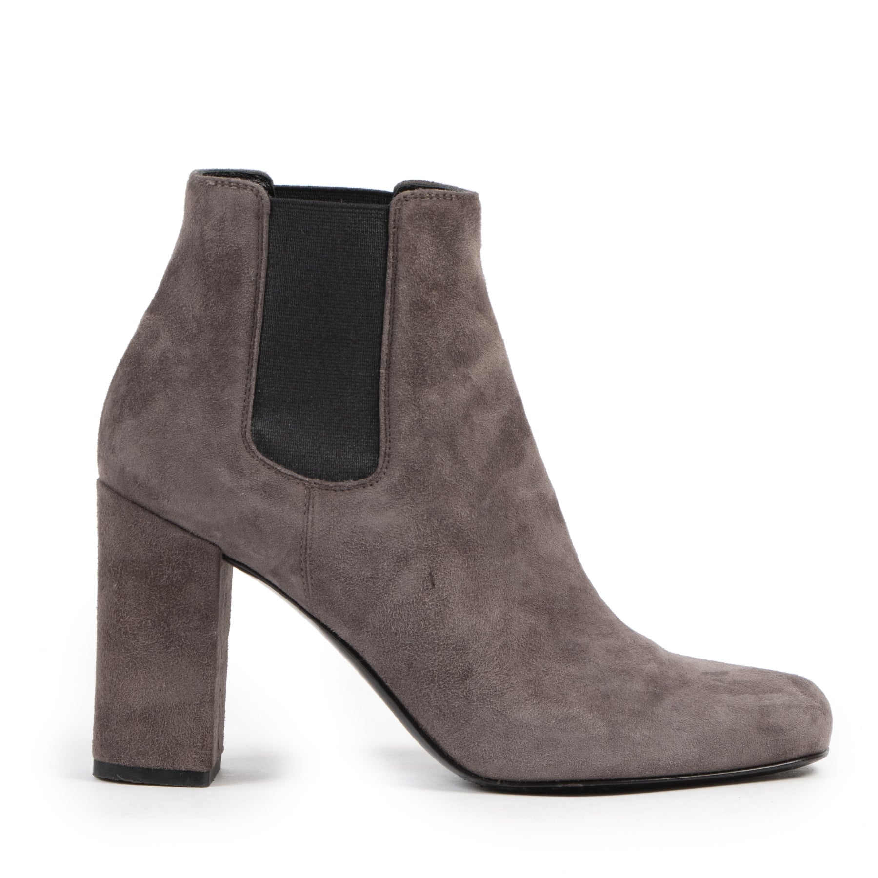 Authentieke Tweedehands Saint Laurent Grey Suede Ankle Boots - Size 35,5 juiste prijs veilig online shoppen luxe merken webshop winkelen Antwerpen België mode fashion