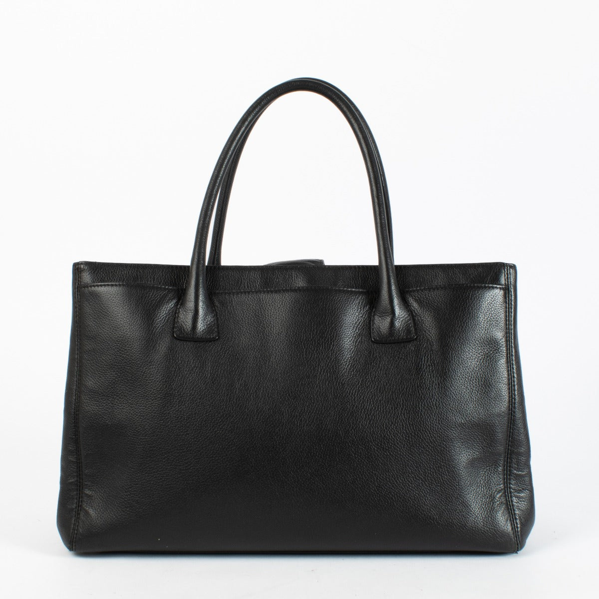 Chanel Black Executive Shoulder Bag in smooth leather with silver-tone hardware, authenticity card, dust bag, and removable pouch available at Labellov.com