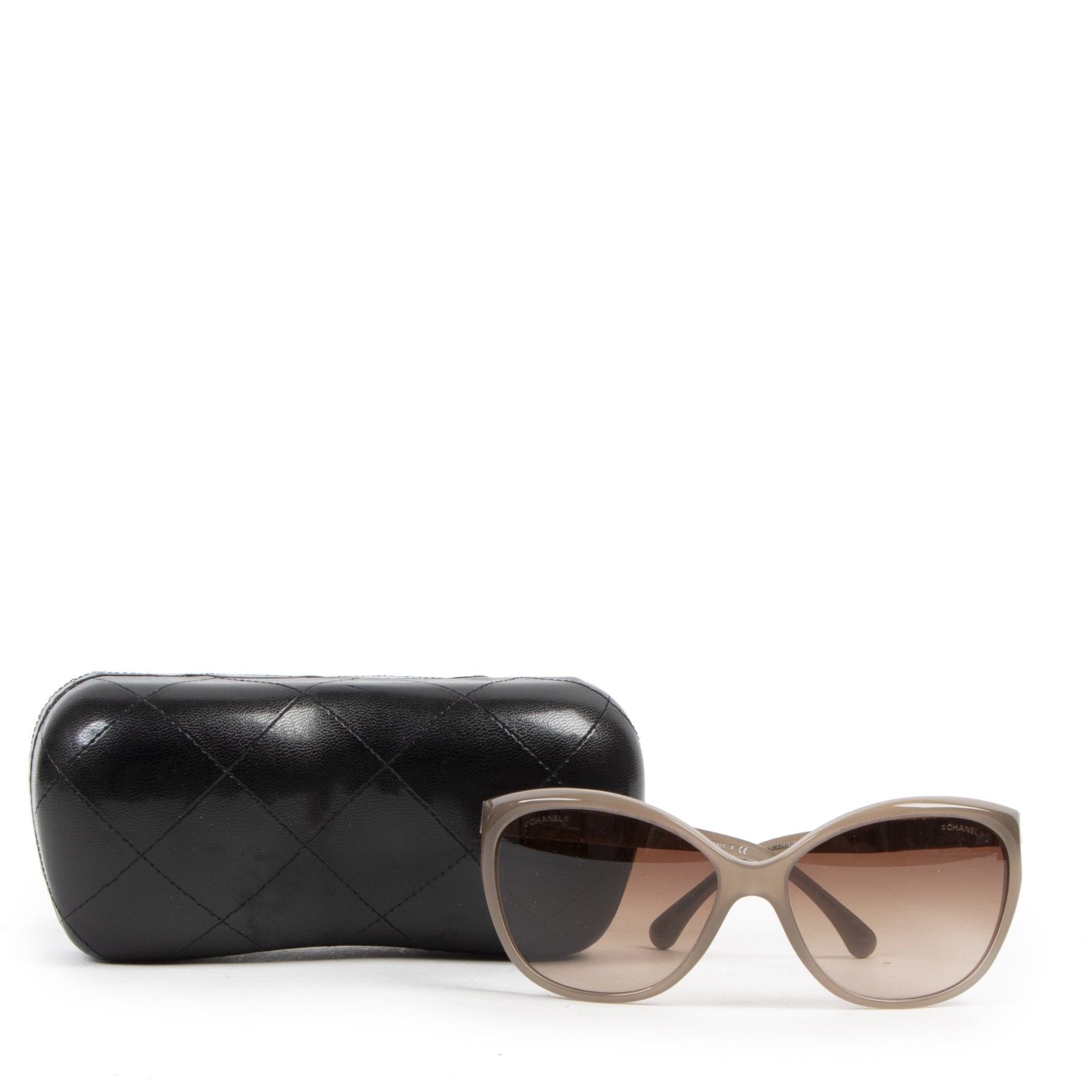 Authentique seconde-main vintage Chanel Taupe Rhinestone Sunglasses achète en ligne webshop LabelLOV