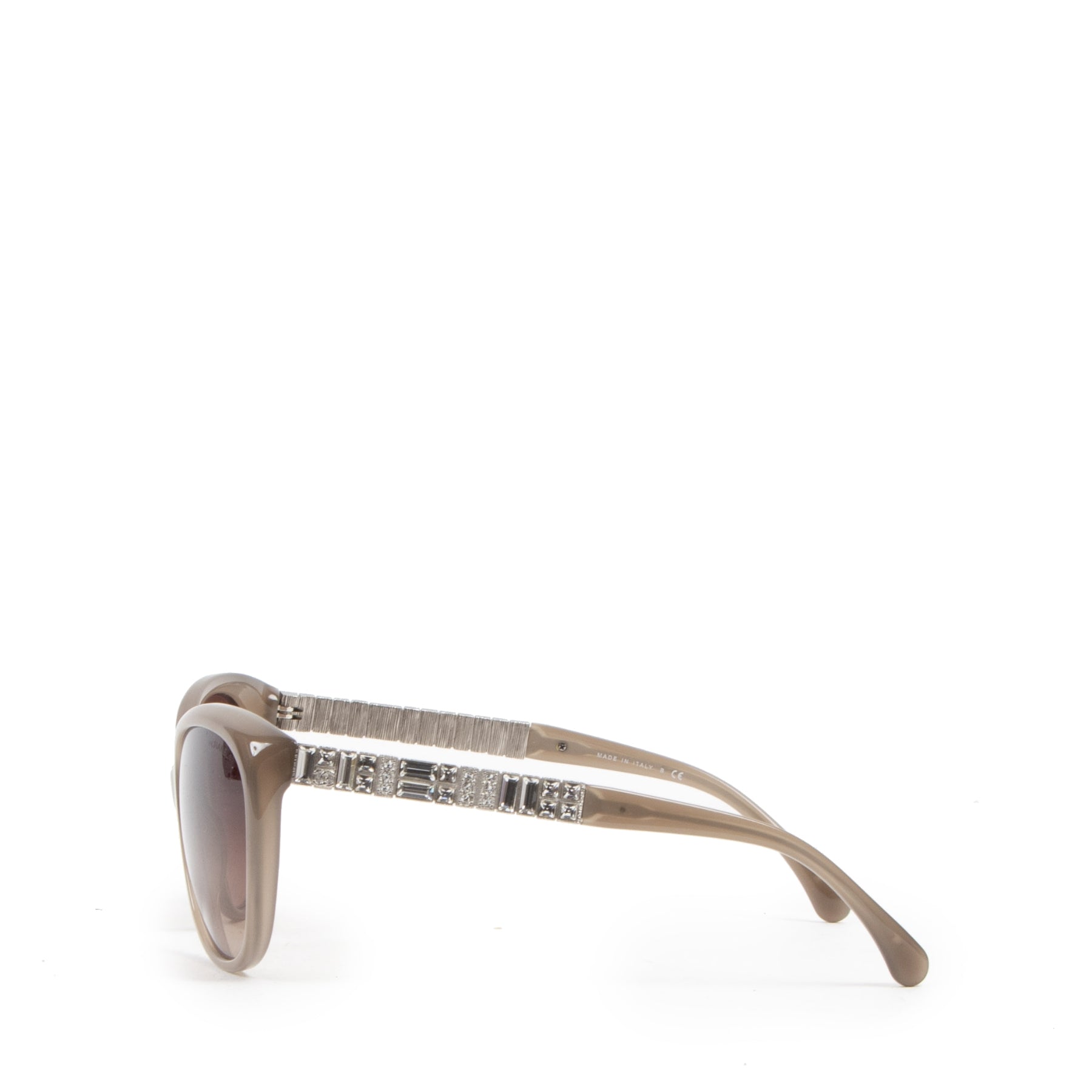 Authentic second-hand vintage Chanel Taupe Rhinestone Sunglasses buy online webshop LabelLOV