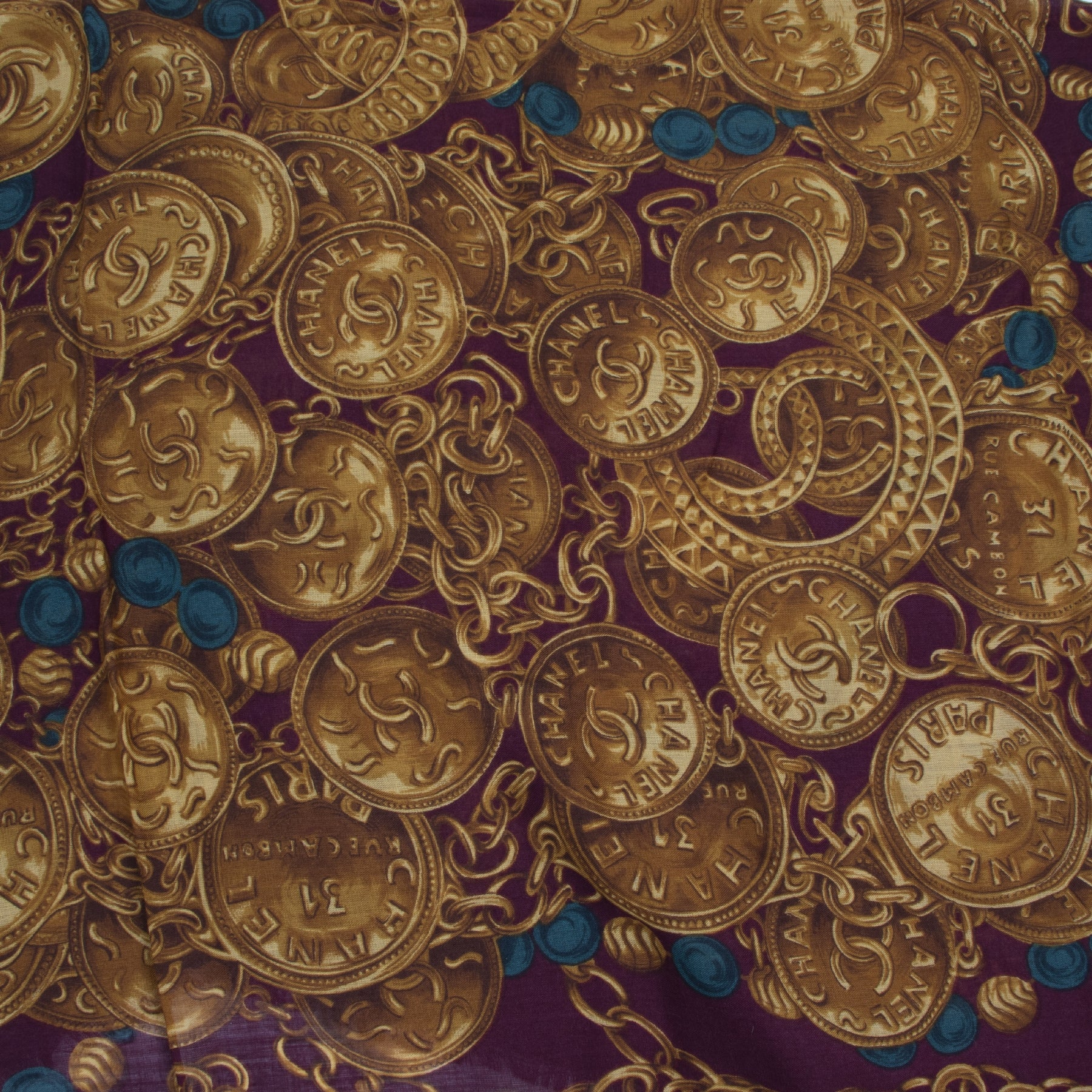 Authentieke tweedehands vintage Chanel Burgundy and Ocher Cashmere Scarf koop online webshop LabelLOV
