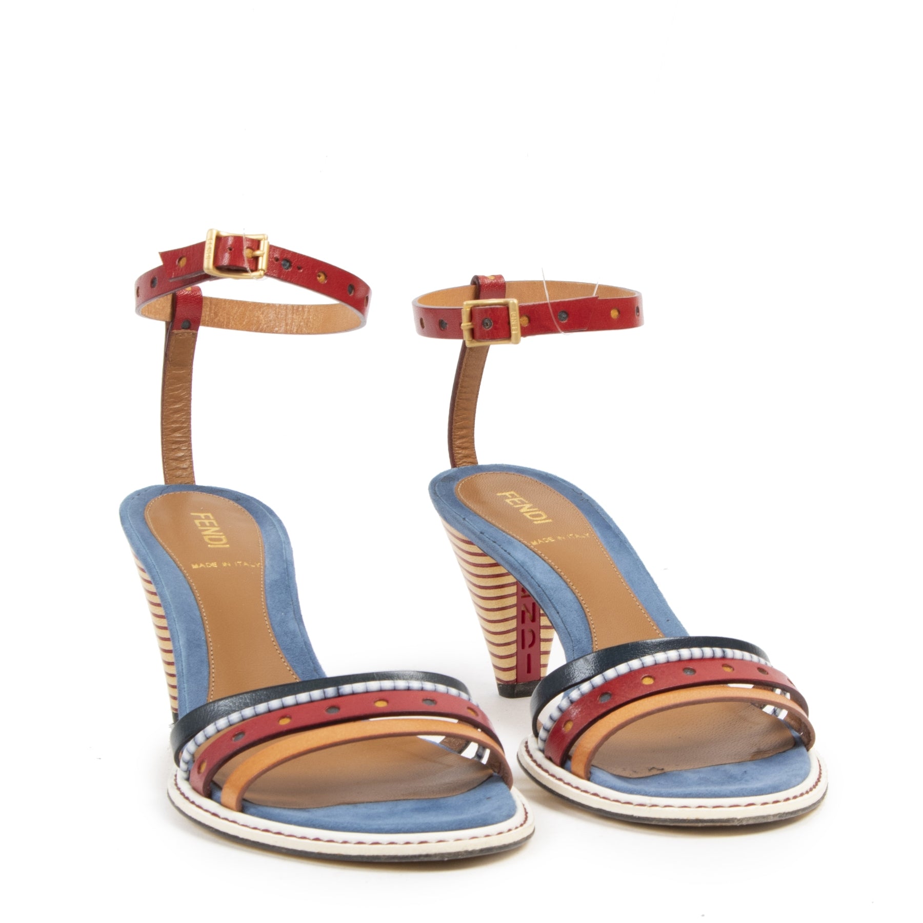 Authentieke tweedehands vintage Fendi Strappy Heeled Sandals - Size 37 koop online webshop LabelLOV