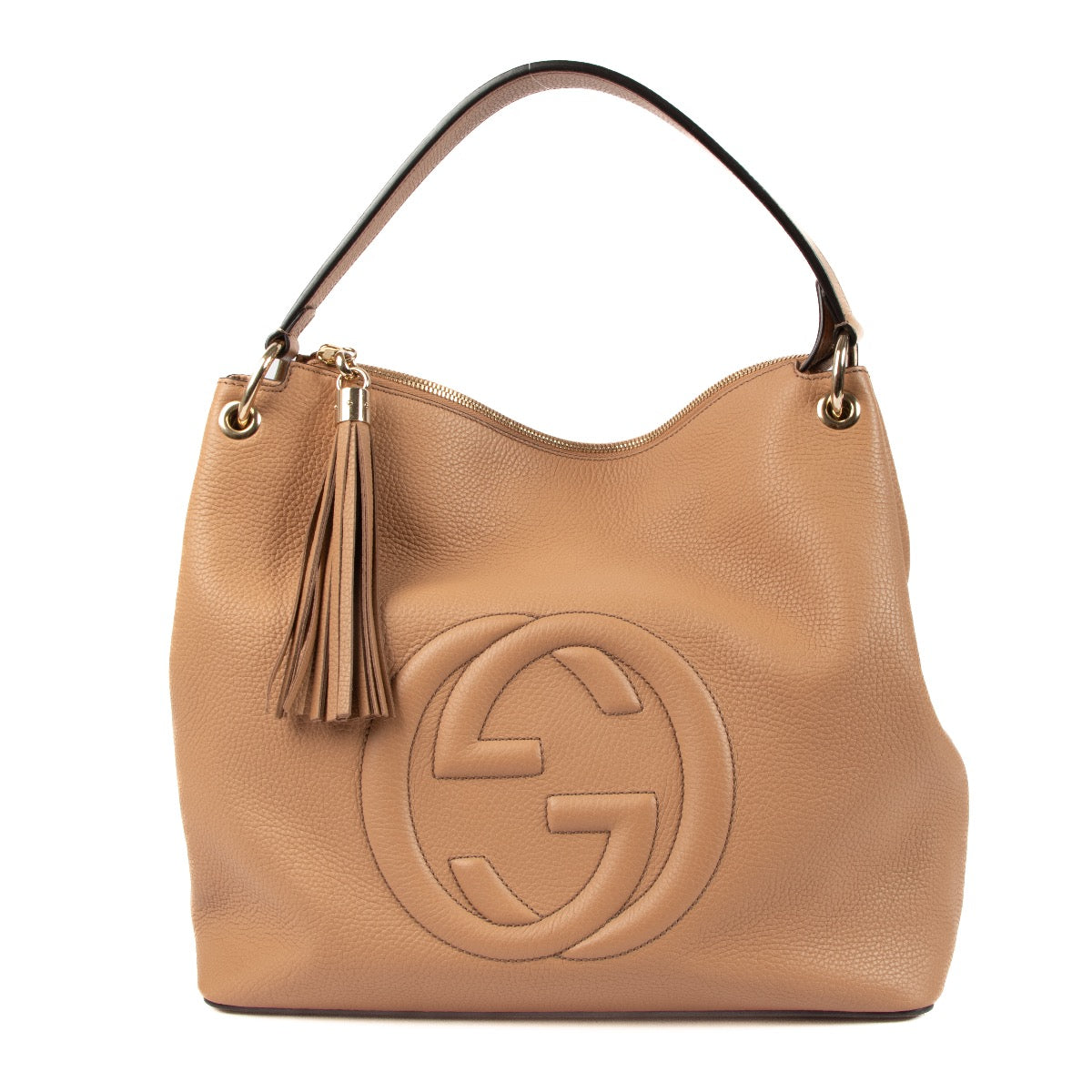 Shop safe online at Labellov in Antwerp, Brussels and Knokke this 100% authentic second hand Gucci Beige Soho Shoulder Bag. Veilig online tweedehands authentieke Gucci Beige Soho Shoulder handtas kopen bij Labellov.