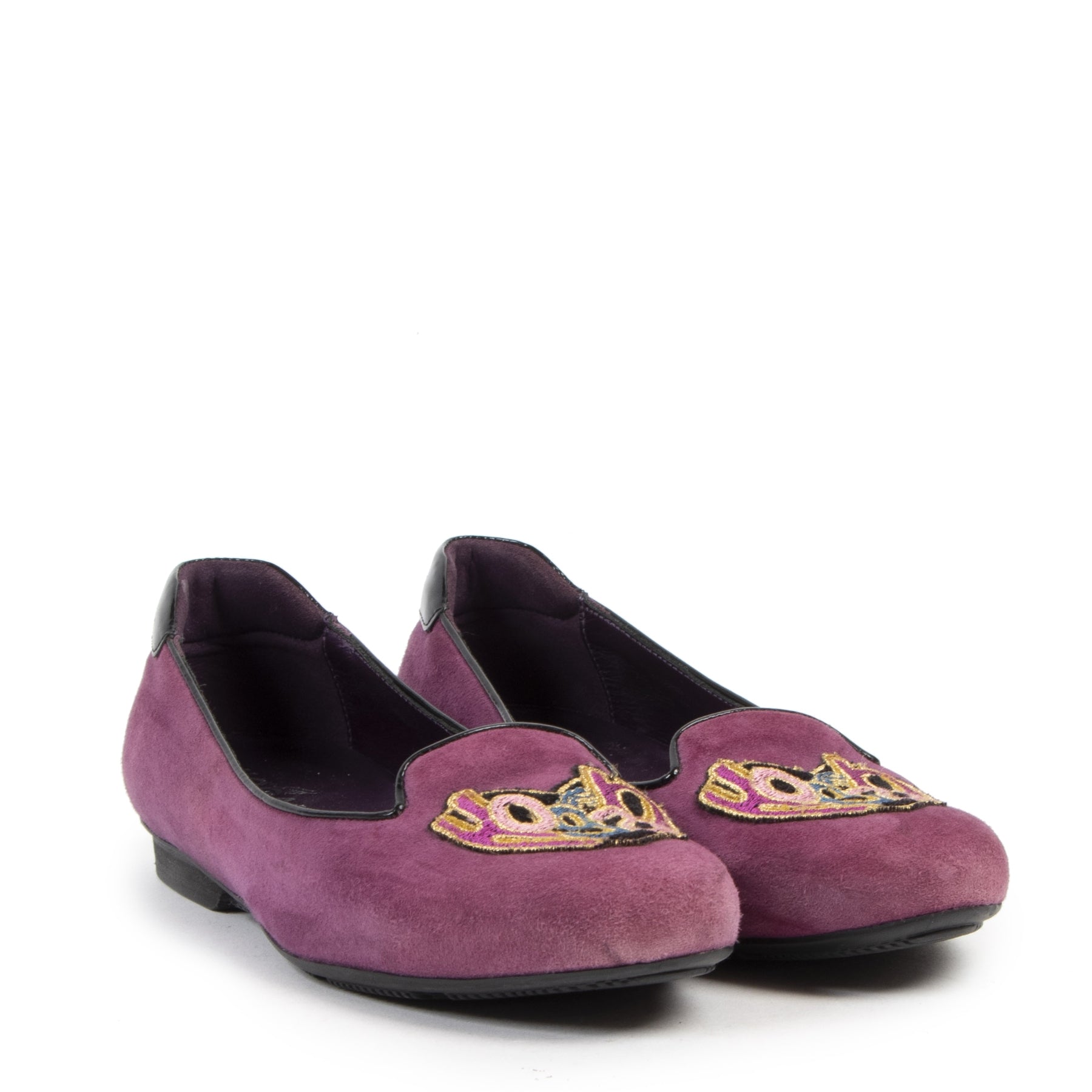 Authentieke tweedehands vintage Hogan Purple Suede Ballet Flats - Size 36 koop online webshop LabelLOV