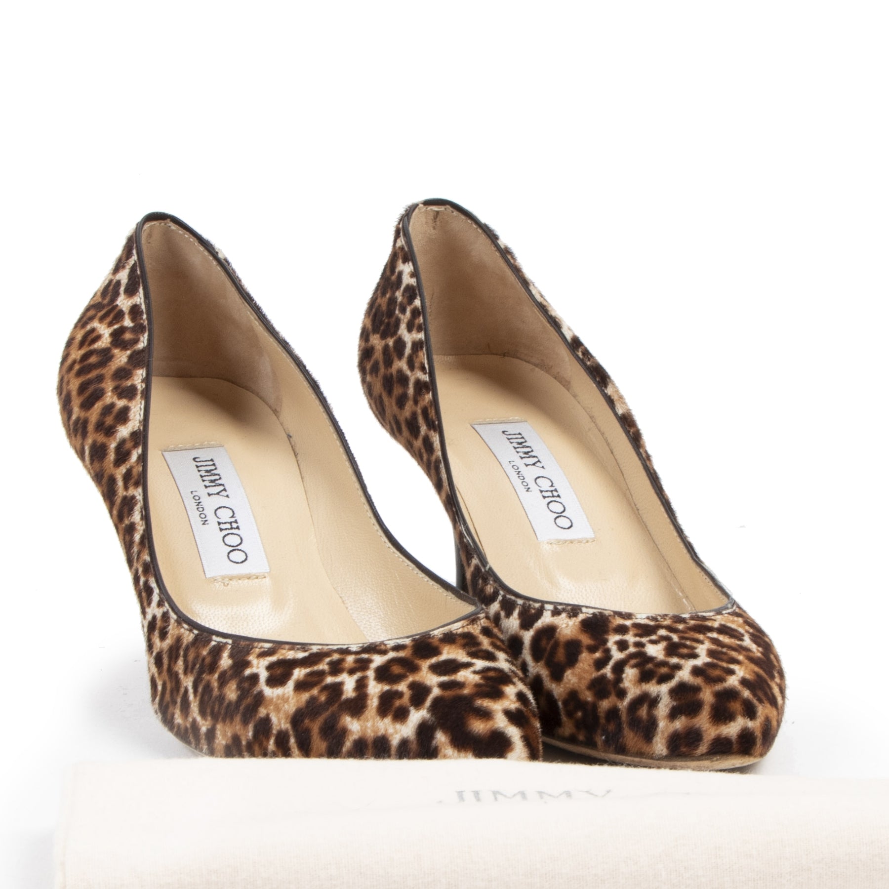Authentieke tweedehands vintage Jimmy Choo Leopard Print Heels - Size 38 koop online webshop LabelLOV