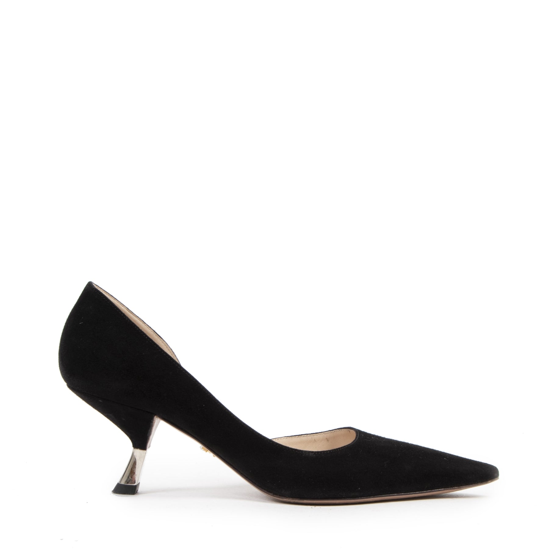 Authentic second-hand vintage Prada Black Suede Heels - Size 37,5 buy online webshop LabelLOV