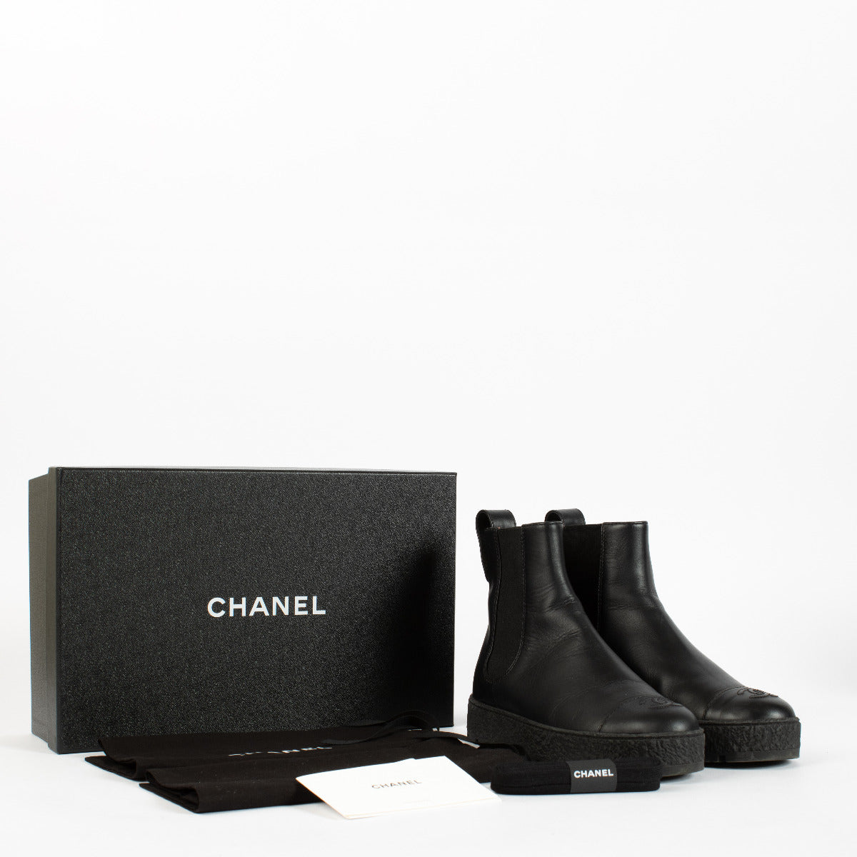 Chanel Black Ankle Boots - size 37.5