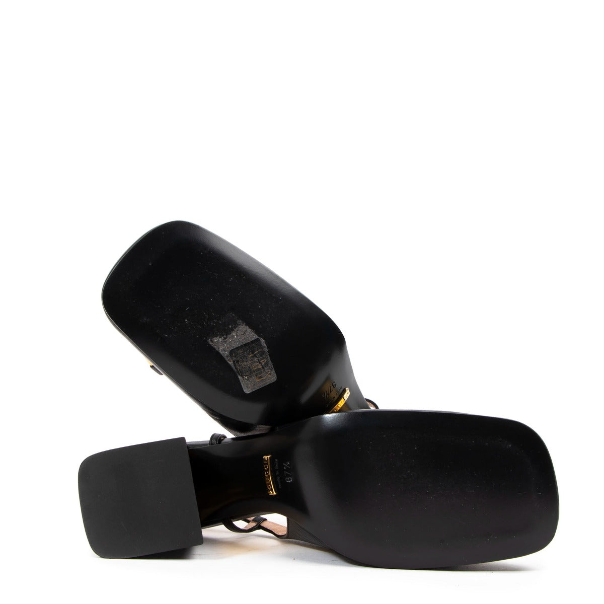 Gucci Black Leather Mid-heel Horsebit Slingback Pumps - Size 37 1/2