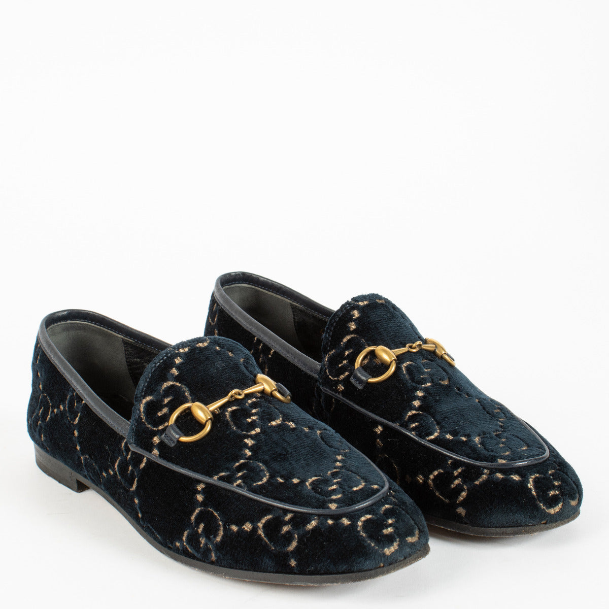 Gucci Blue Velvet GG Horsebit Loafers - size 37