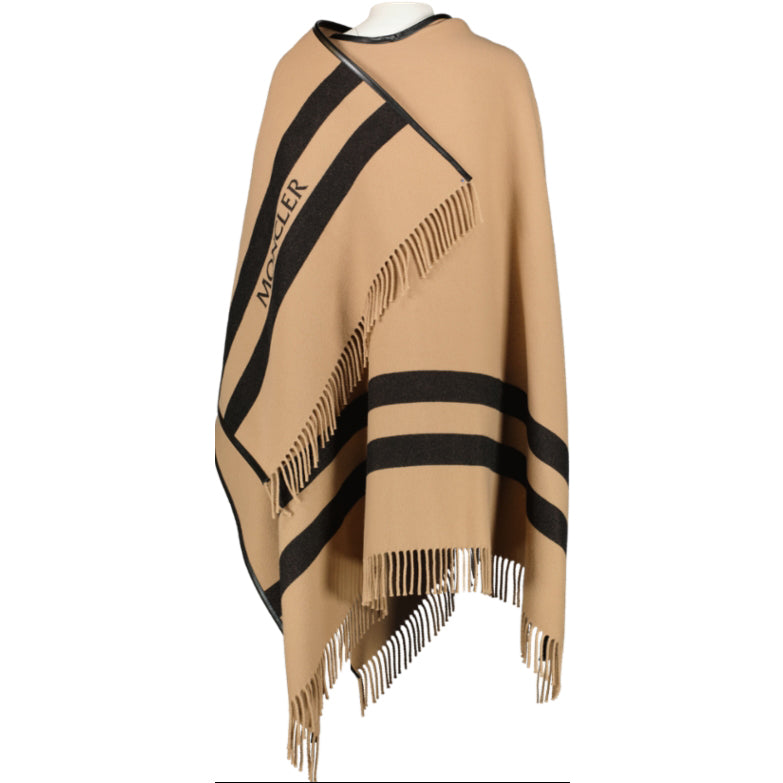 Moncler Mantella Camel Virgin Wool Cape - One Size