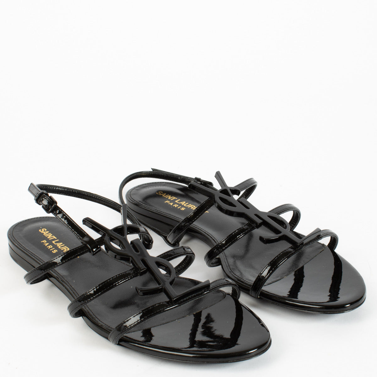 Saint Laurent Black Cassandre Sandals