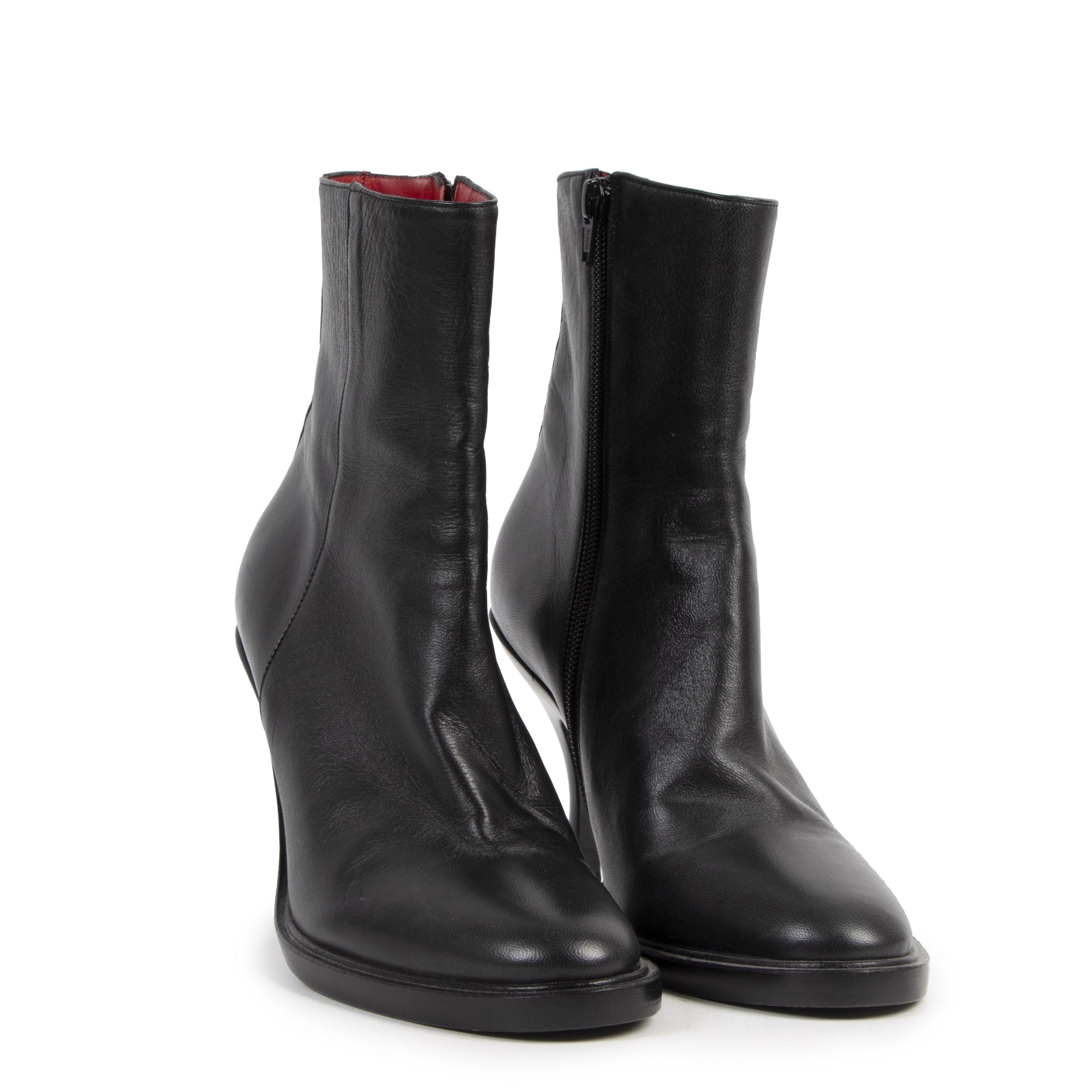 Authentique seconde-main vintage AF Vandevorst Black Leather Ankle Boots - Size 39,5 achète en ligne webshop LabelLOV