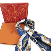 Authentieke Tweedehands Hermes Blue Silk Ludovicus Magnus Carré juiste prijs veilig online shoppen luxe merken webshop winkelen Antwerpen België mode fashion